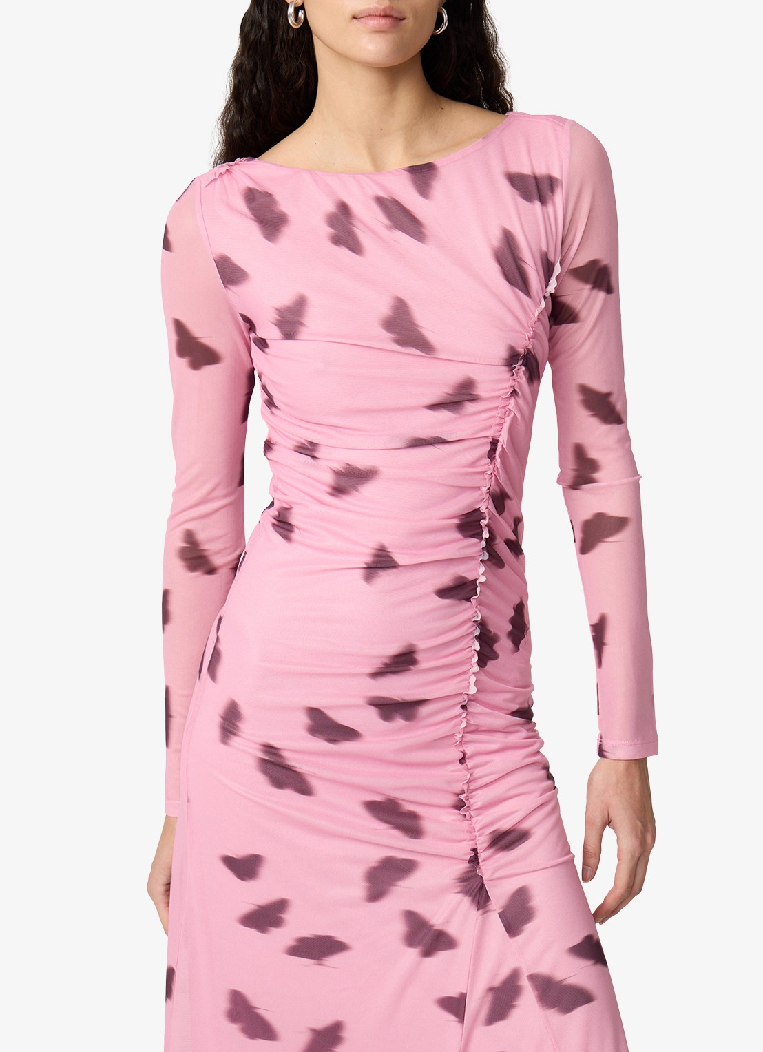 Fabienne Chapot Lilea midi jurk van mesh met print - detail 3 roze
