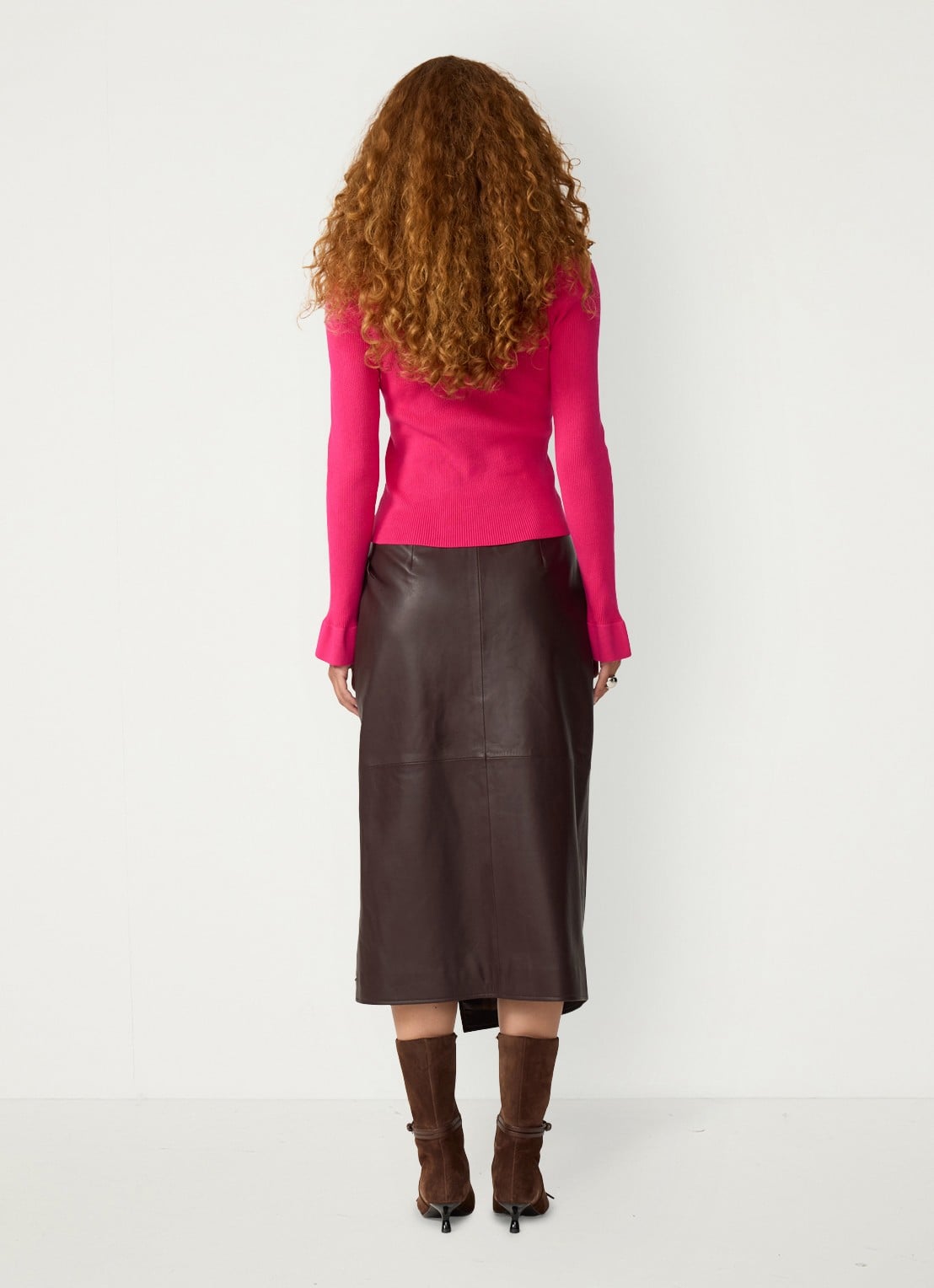Fabienne Chapot Lilo ribgebreide pullover met sierknopen - achterkant 5 fuchsia