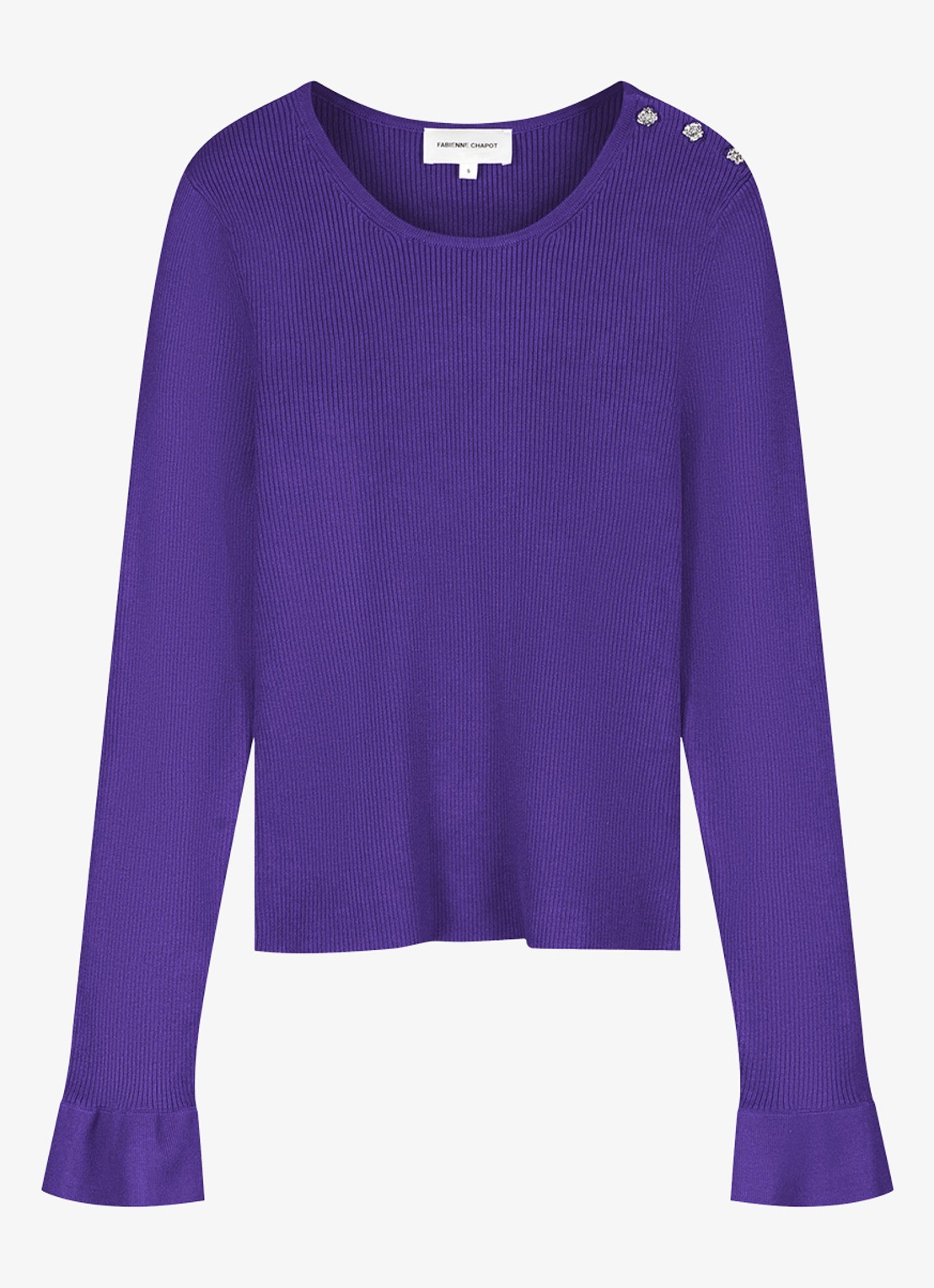 Fabienne Chapot Lilo ribgebreide pullover  - voorkant 3 paars