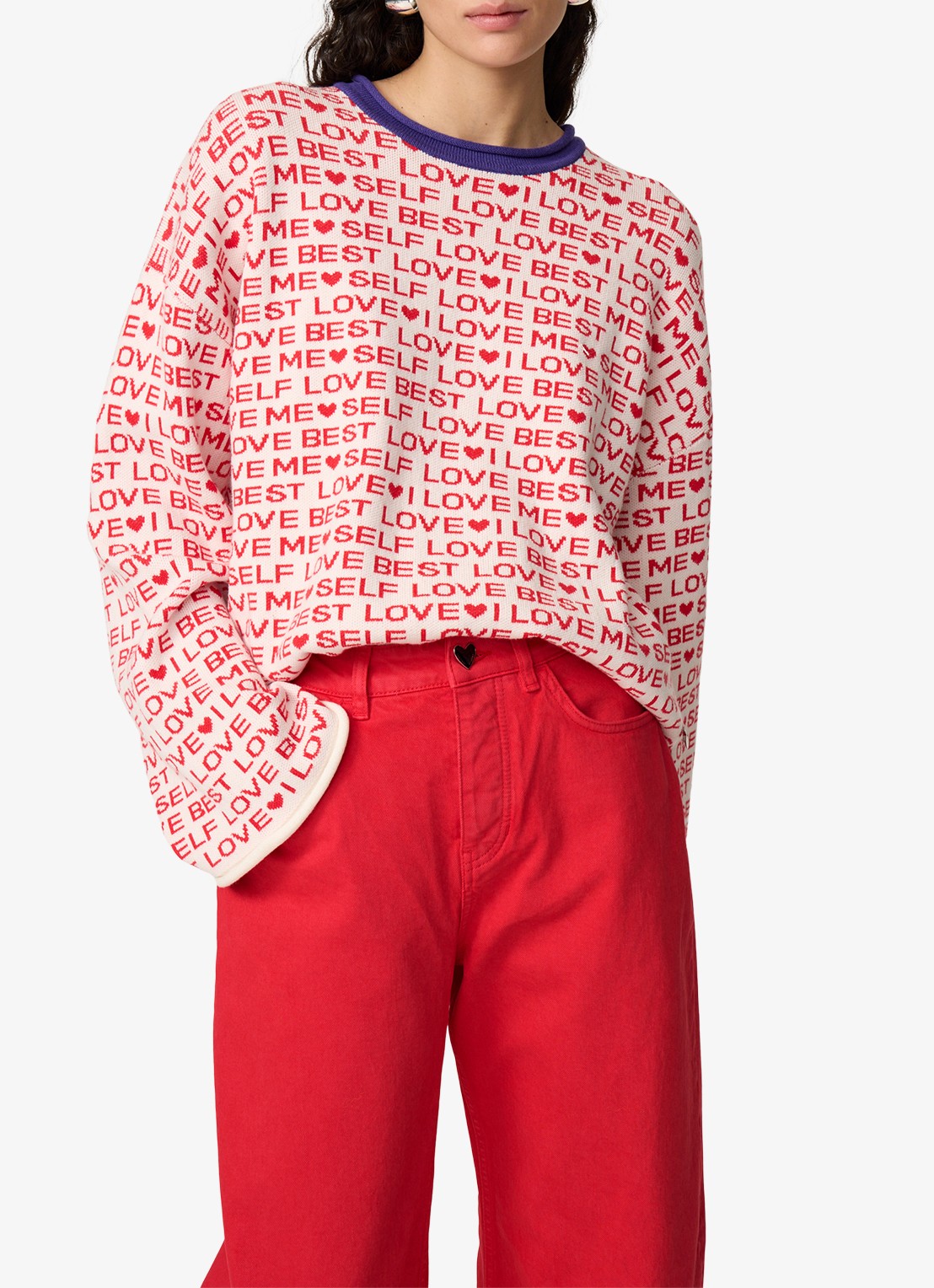 Fabienne Chapot Love Letter pullover met print - detail gebroken wit