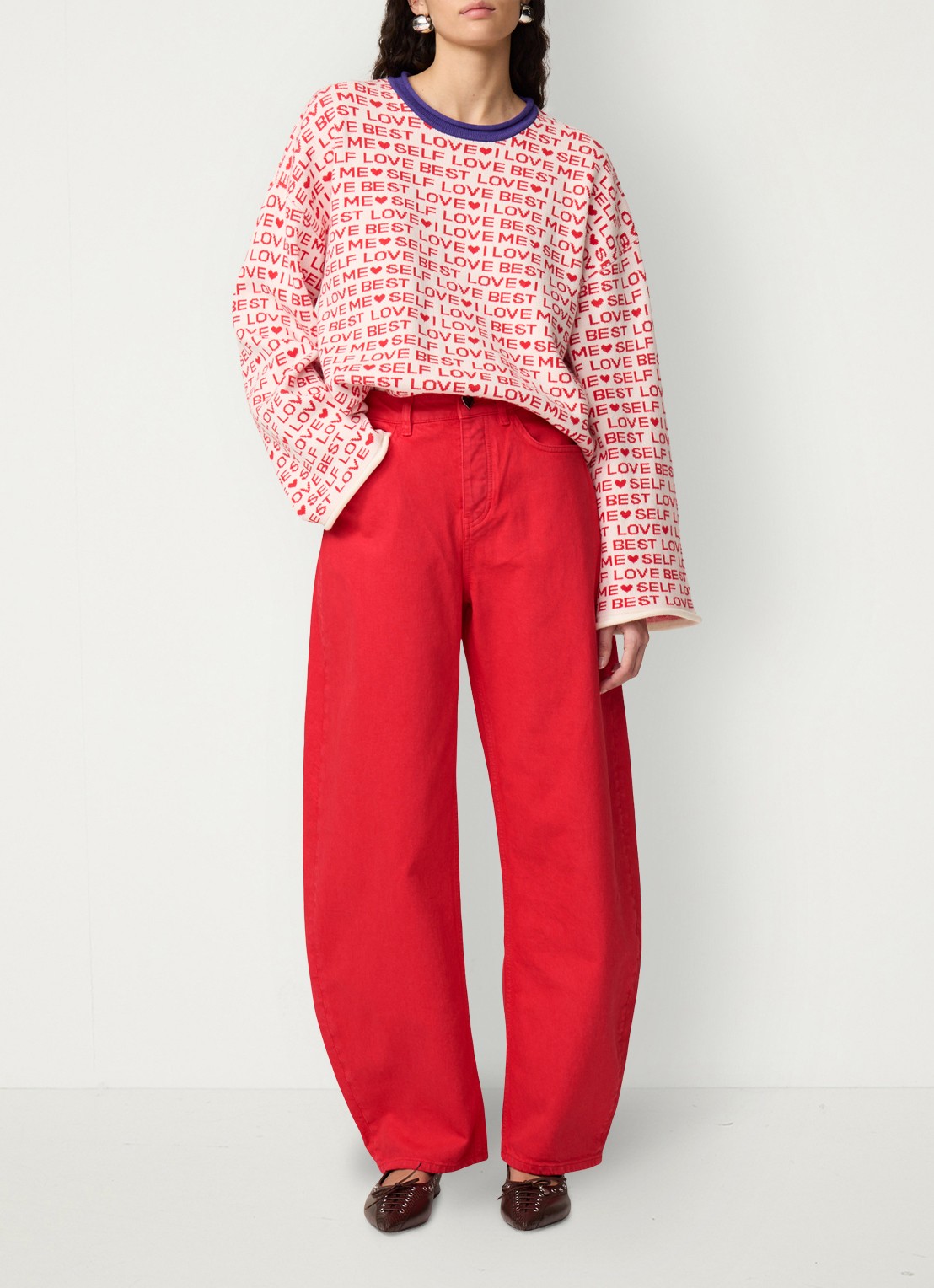 Fabienne Chapot Love Letter pullover met print - voorkant 4 gebroken wit