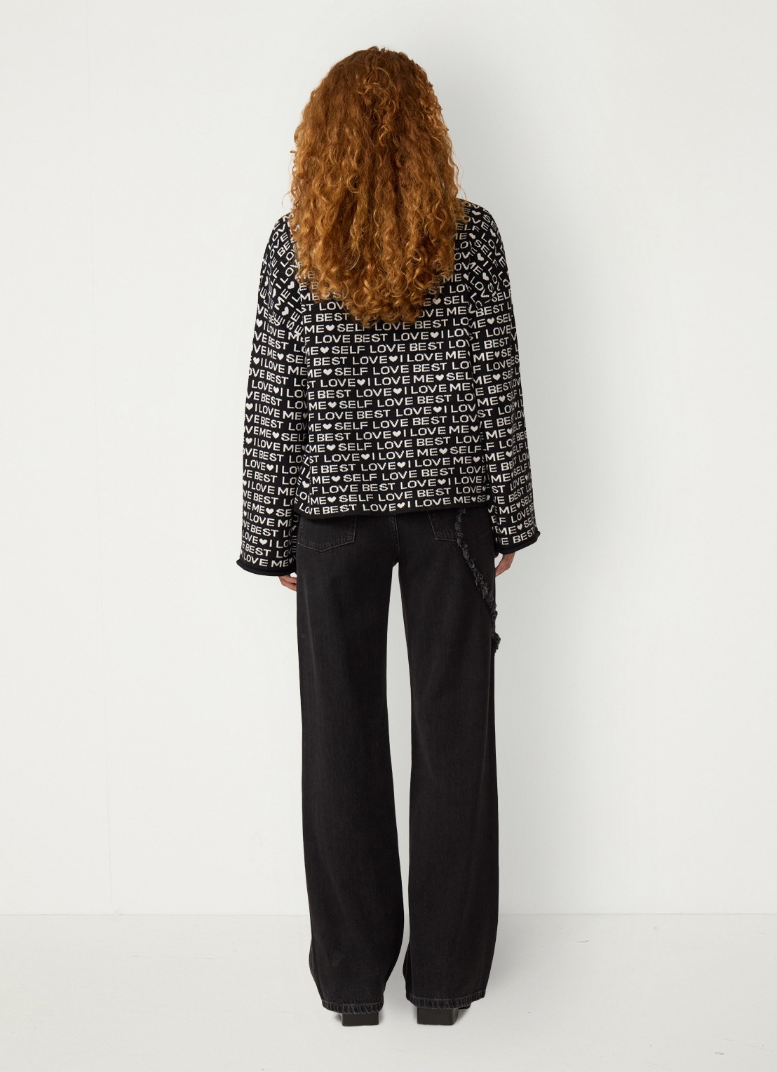Fabienne Chapot Love Letter pullover met print - achterkant 5 zwart