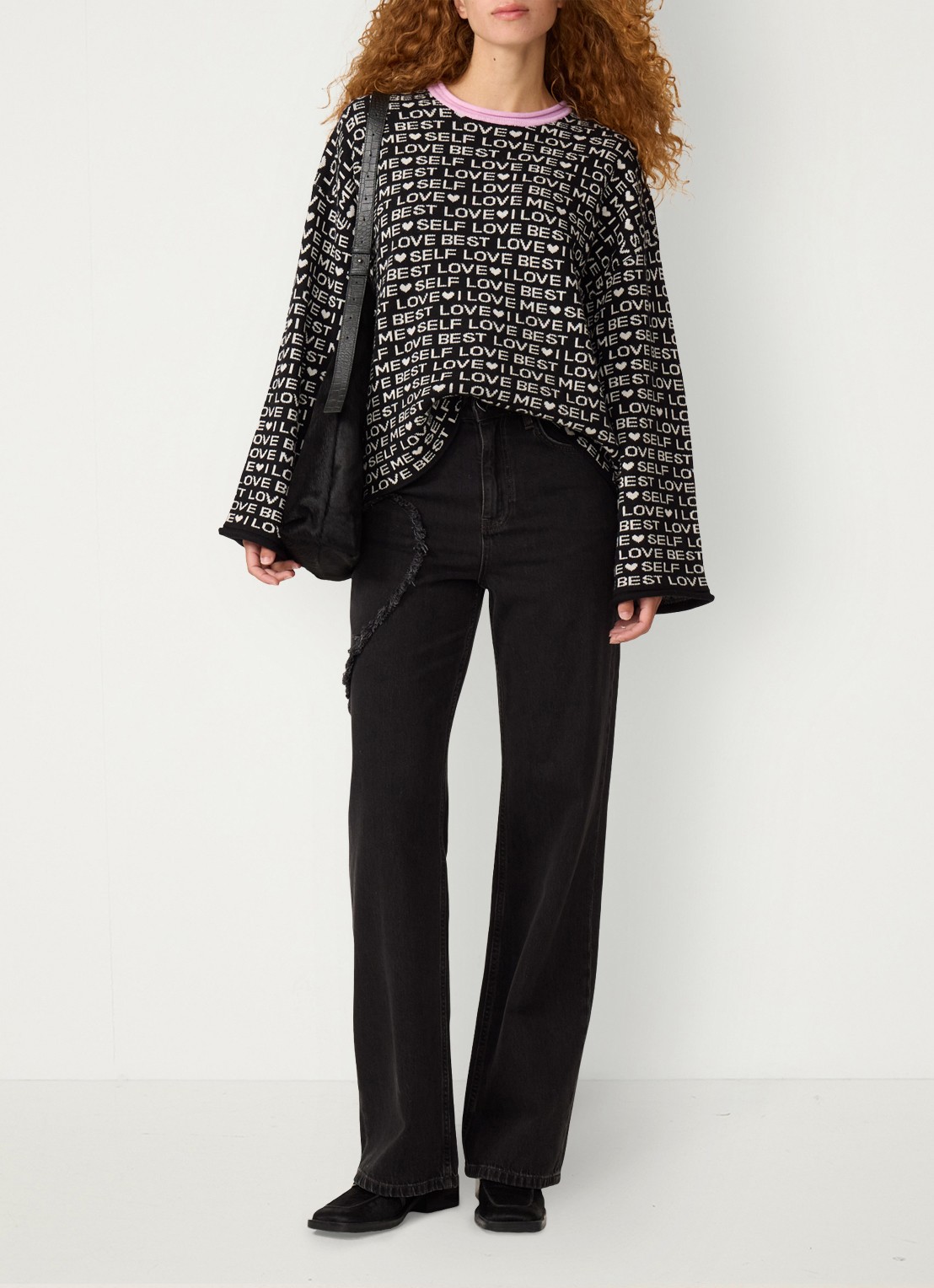 Fabienne Chapot Love Letter pullover met print - voorkant 4 zwart