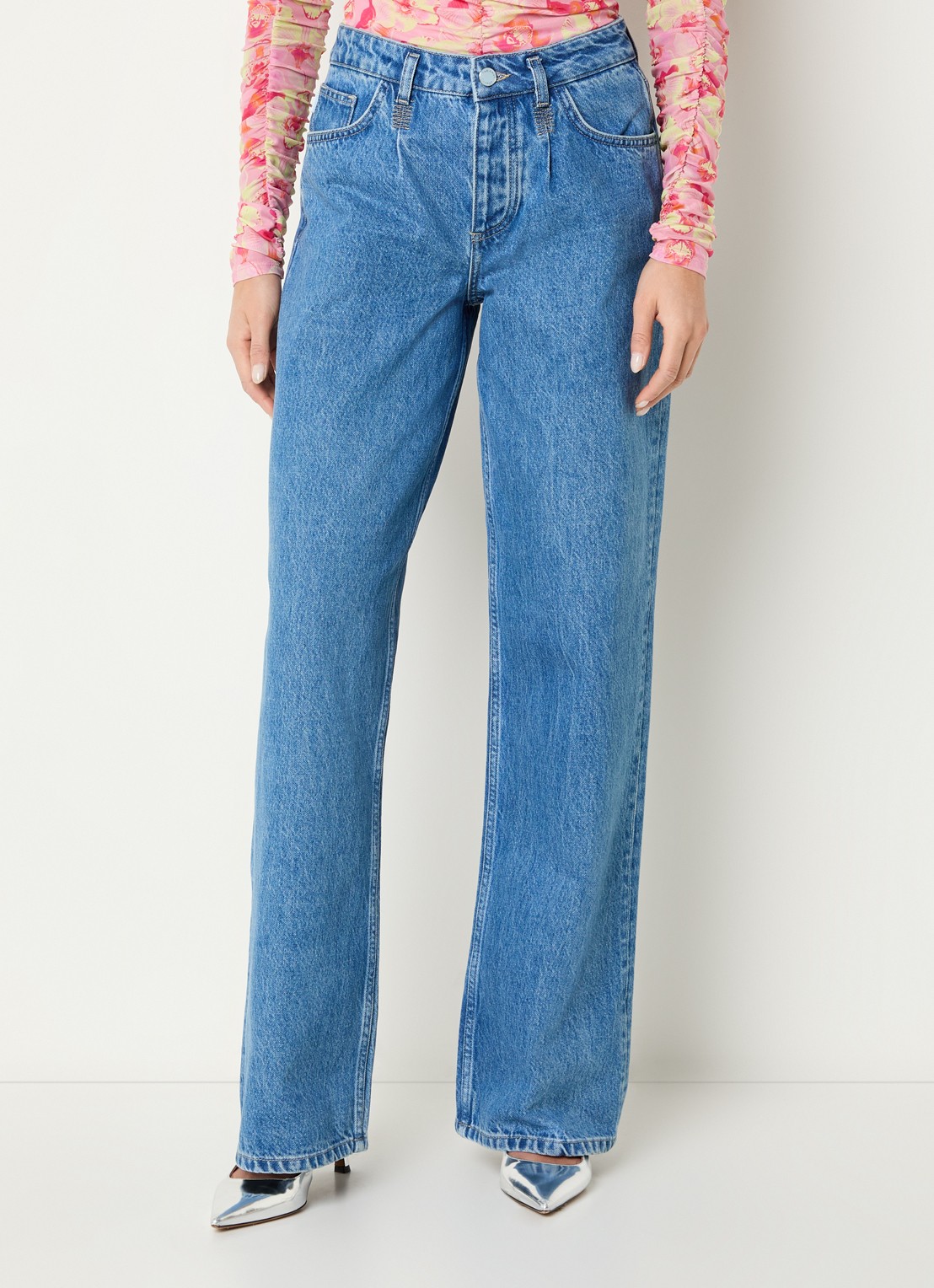 Fabienne Chapot Lulu high waist loose fit jeans met medium wassing - detail 3 indigo