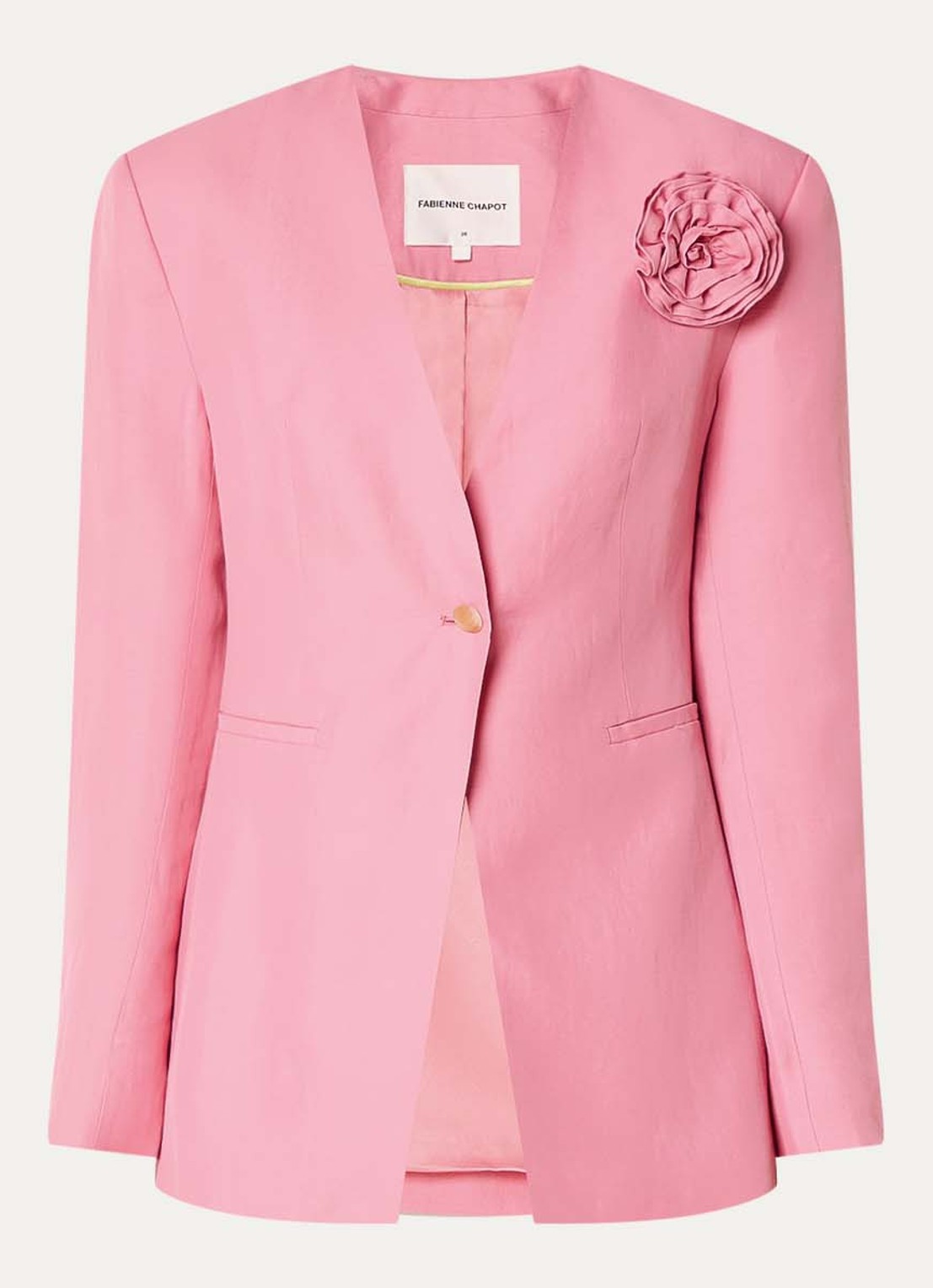 Fabienne Chapot Luz blazer in linnenblend met applicatie - voorkant 2 roze