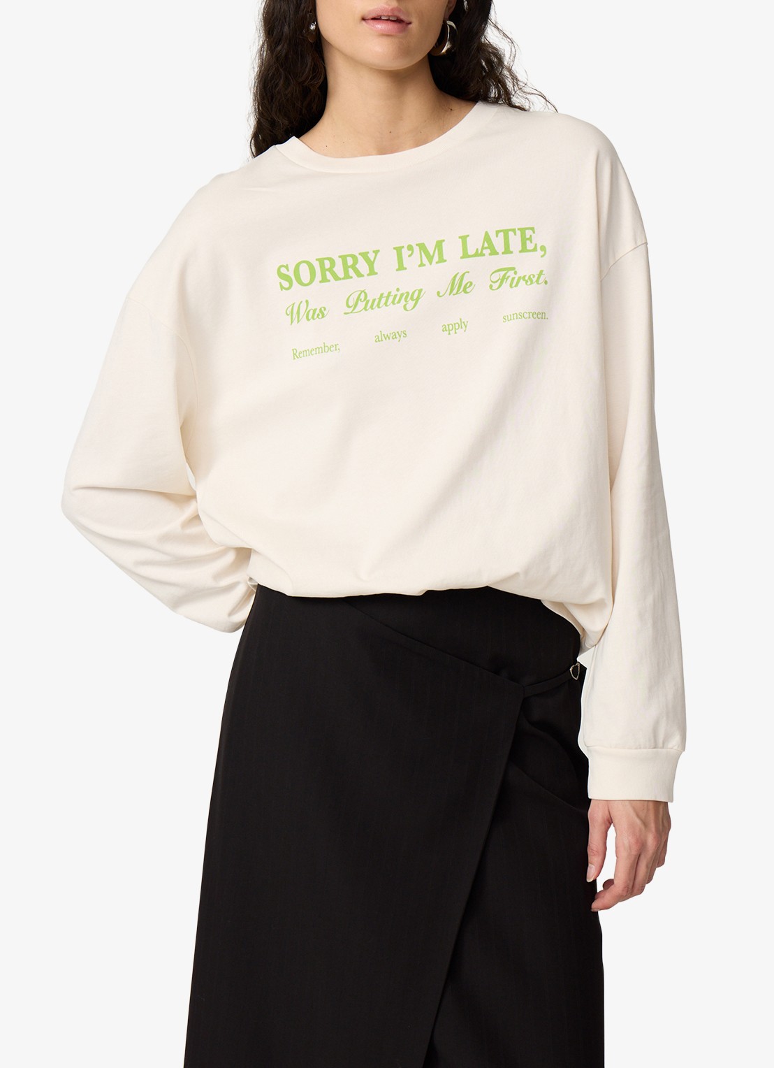 Fabienne Chapot Madeleine Slogan longesleeve met print - detail gebroken wit