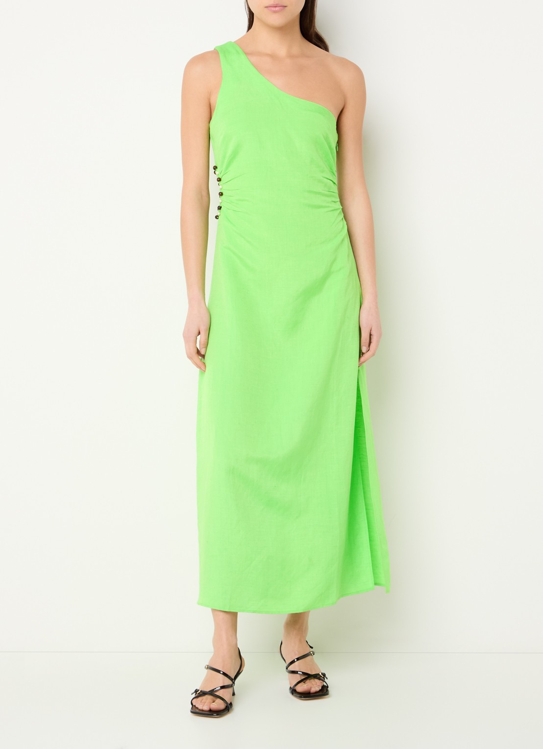 Fabienne Chapot Mandara midi jurk in linnenblend met cut-out detail - detail 2 groen