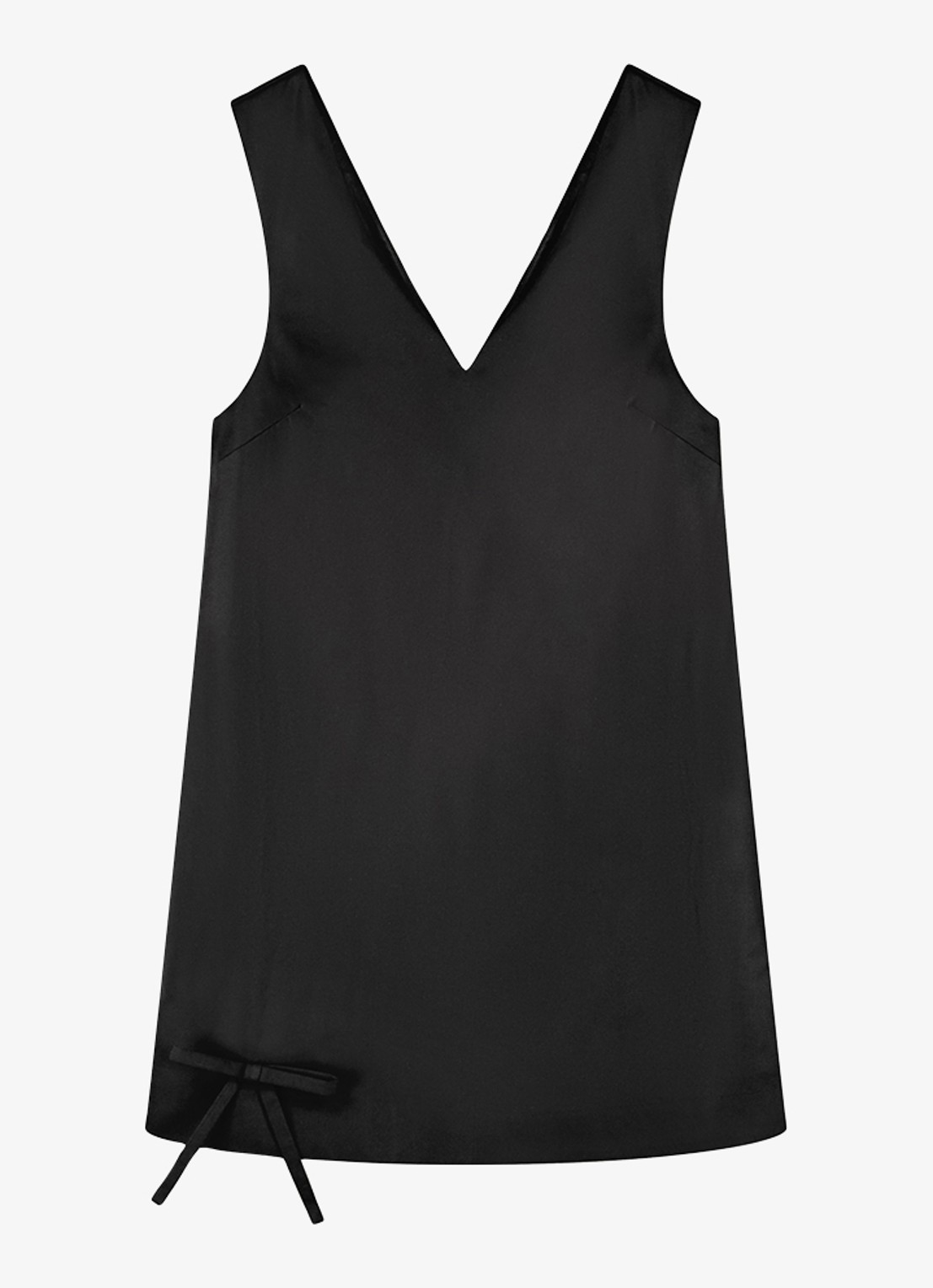 Fabienne Chapot Manon mini jurk met V-hals en strikdetail - voorkant 4 zwart