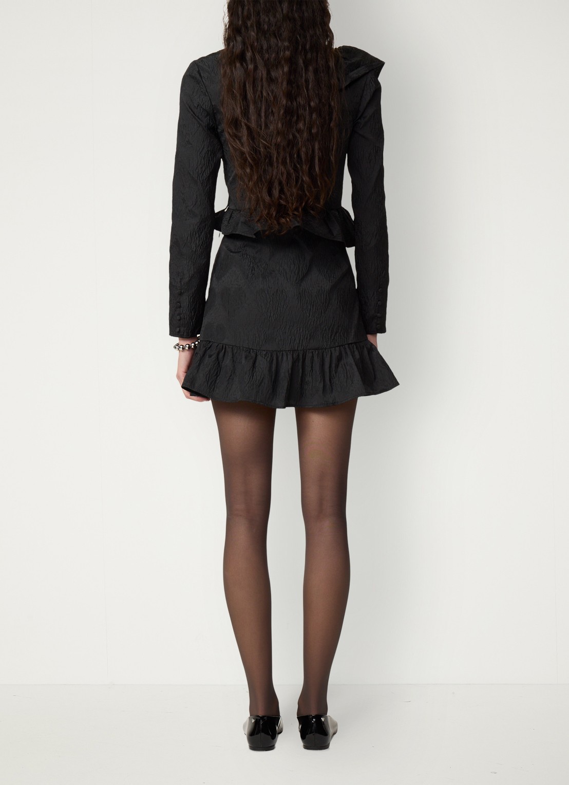 Fabienne Chapot Margot top met jacquard dessin en ruches - achterkant 5 zwart