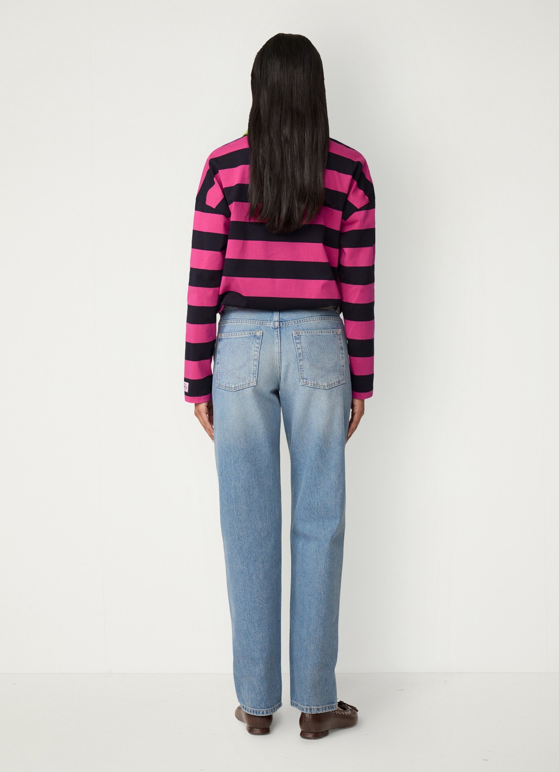 Fabienne Chapot Mariah mid waist straight leg jeans - achterkant lichtblauw