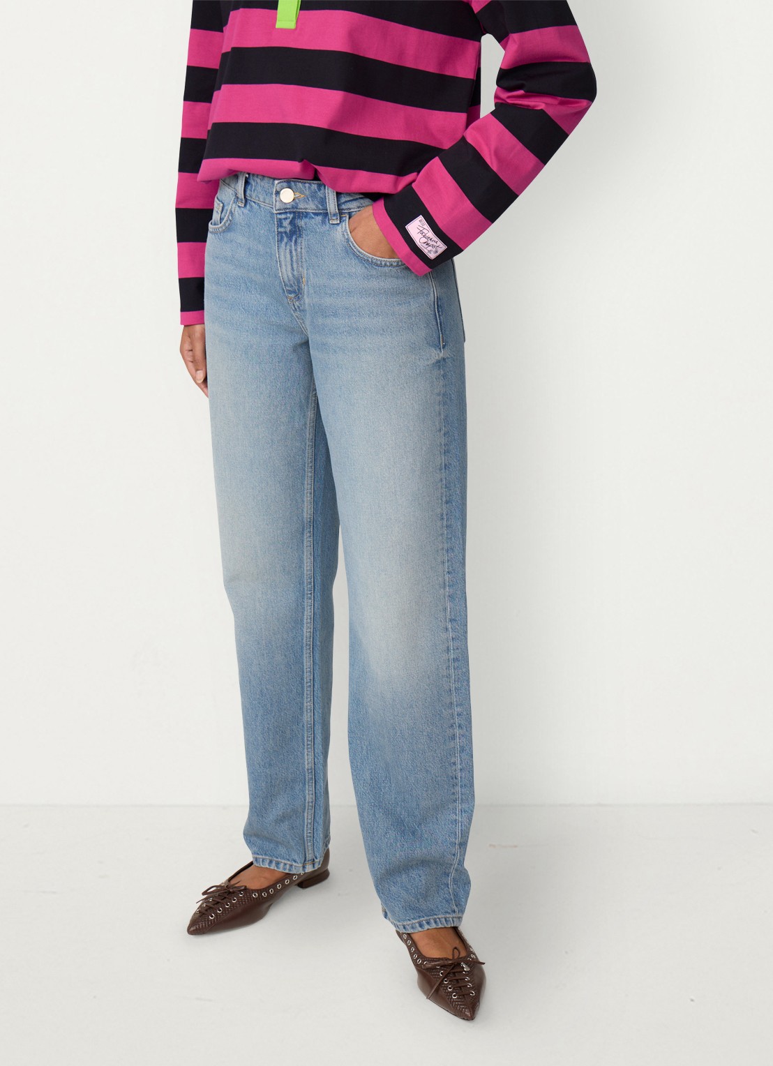 Fabienne Chapot Mariah mid waist straight leg jeans - detail 4 lichtblauw