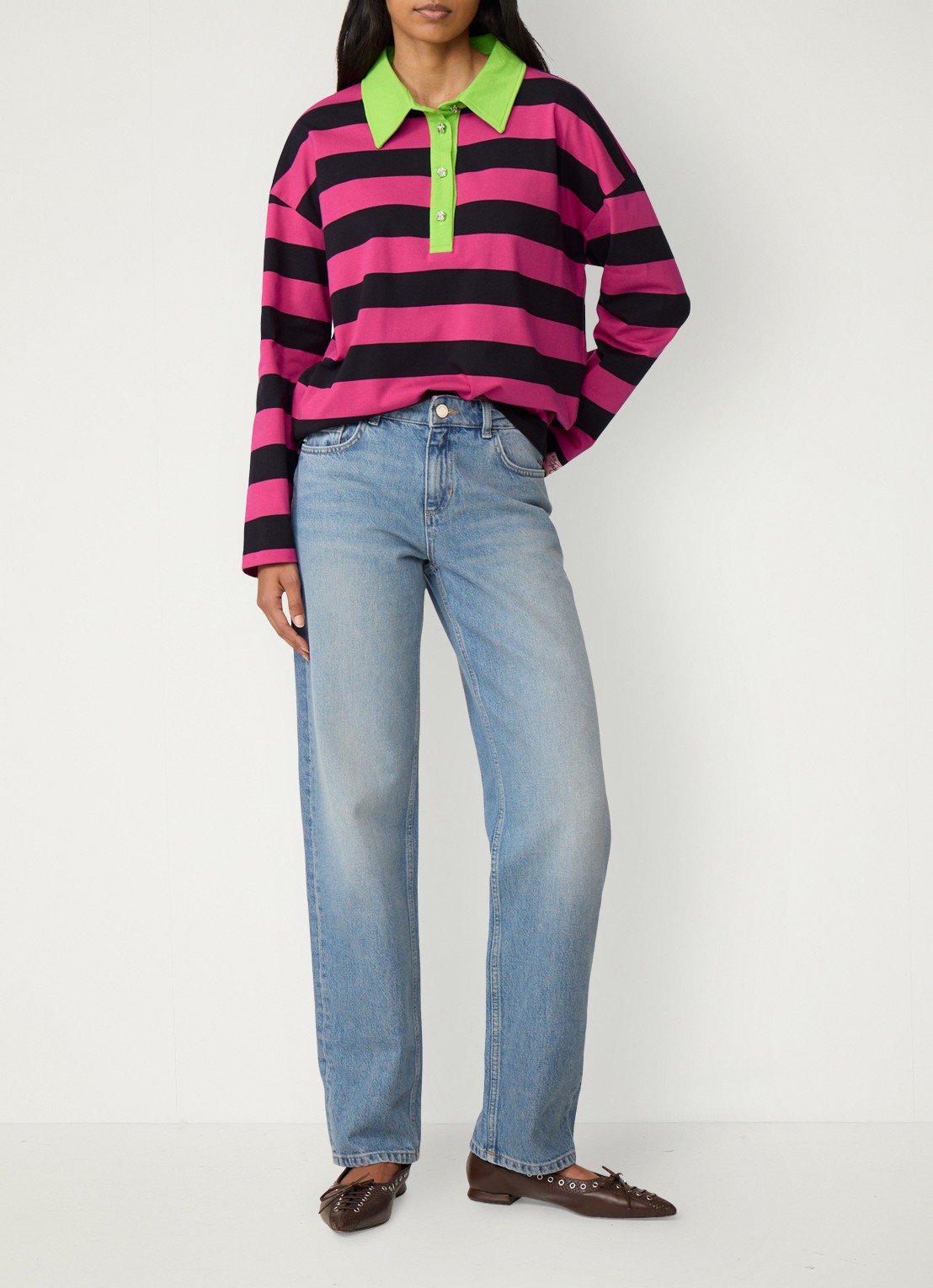 Fabienne Chapot Mariah mid waist straight leg jeans - voorkant 3 lichtblauw