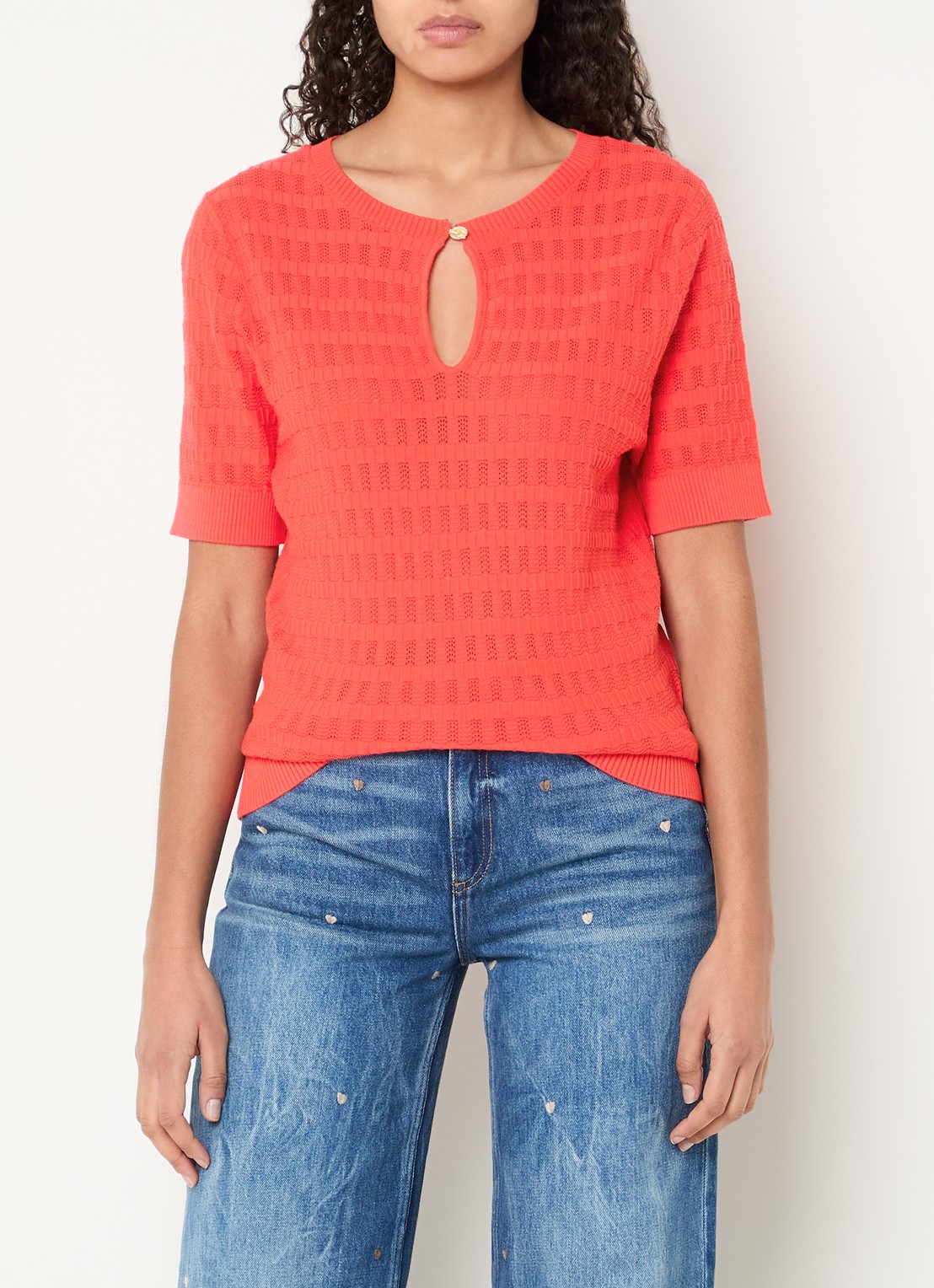 Fabienne Chapot Masja fijngebreide top met cut-out detail - detail 4 oranjerood