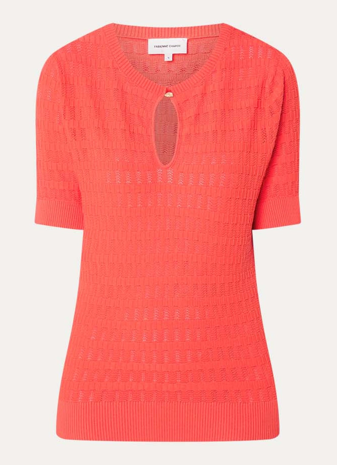 Fabienne Chapot Masja fijngebreide top met cut-out detail - voorkant 2 oranjerood