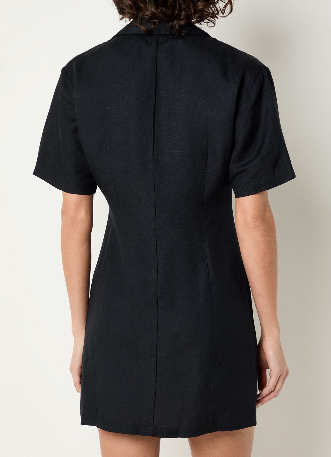 Fabienne Chapot Melody mini blousejurk in linnenblend  - achterkant 2 zwart