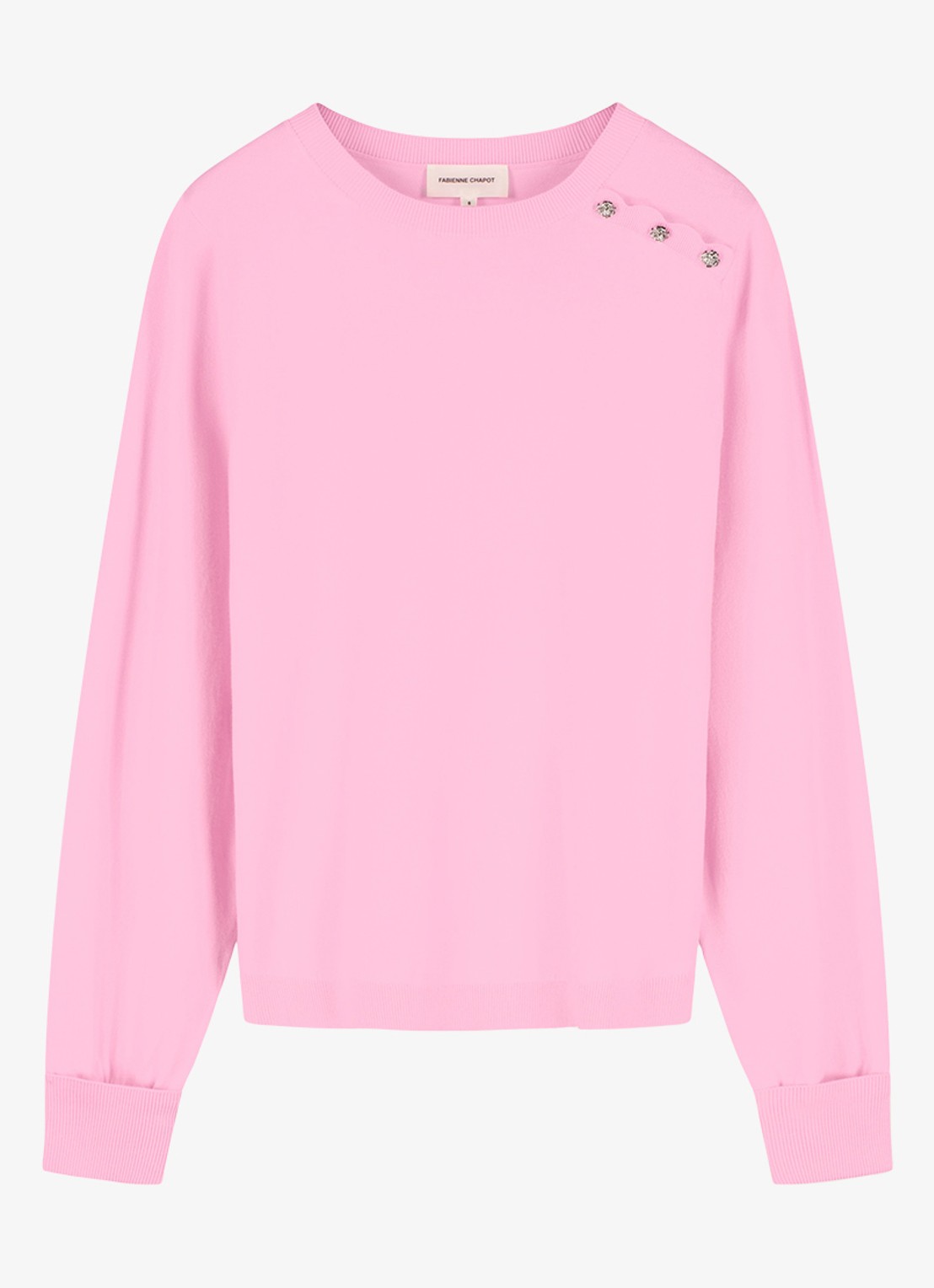 Fabienne Chapot Molly Cuff fijngebreide pullover met sierknopen - voorkant 4 roze