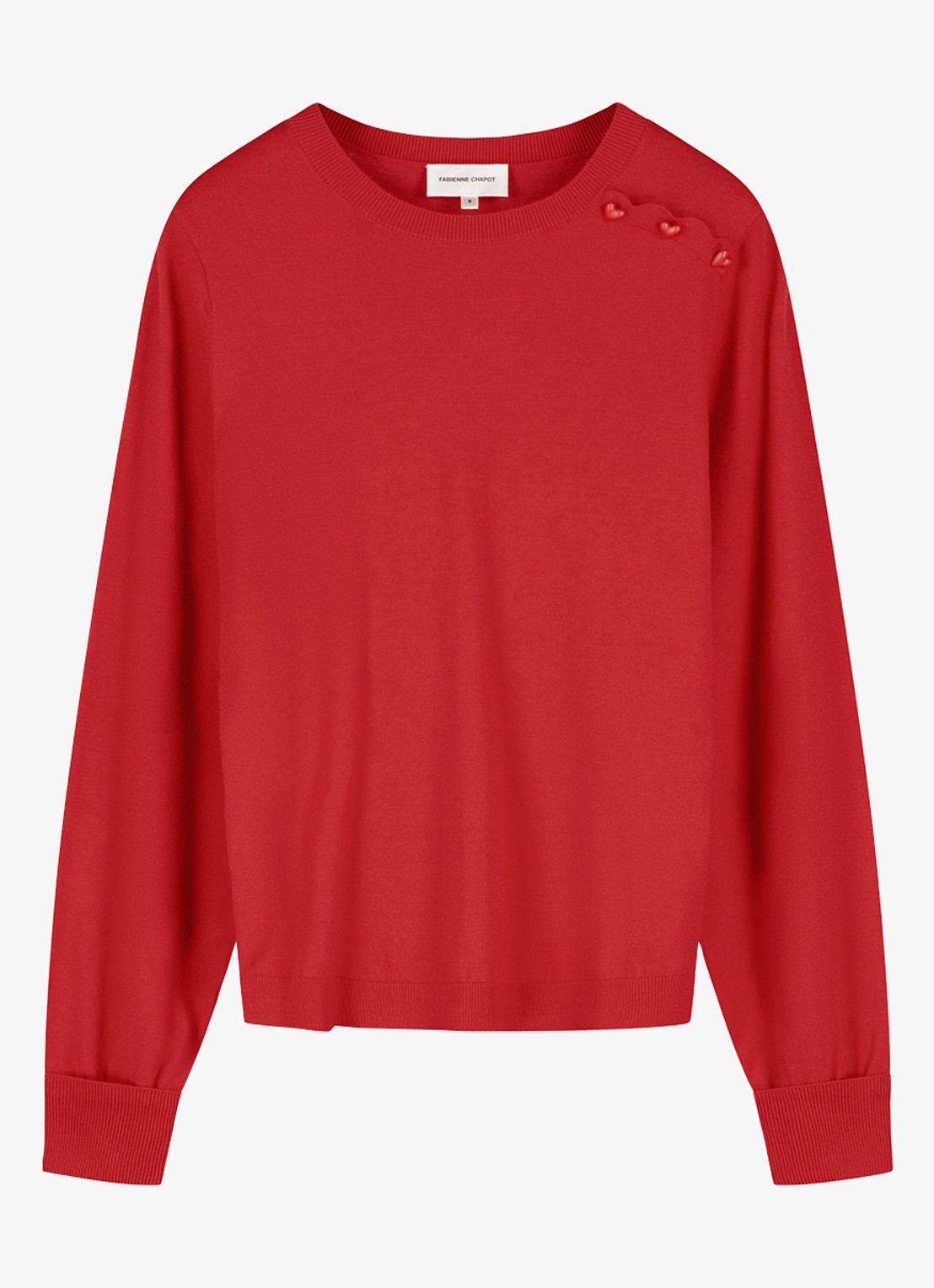 Fabienne Chapot Molly Cuff fijngebreide trui met volant - voorkant 4 steenrood