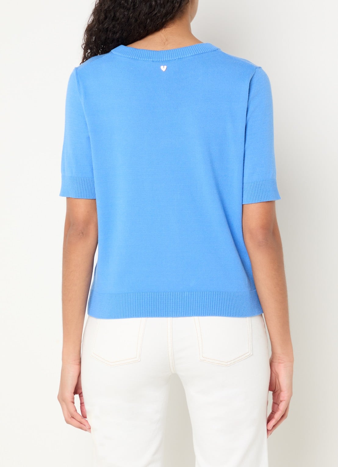 Fabienne Chapot Molly fijngebreid vest met ronde hals - achterkant 4 blauw