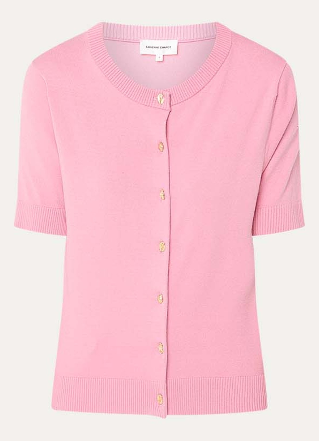 Fabienne Chapot Molly fijngebreid vest met ronde hals - voorkant 3 roze