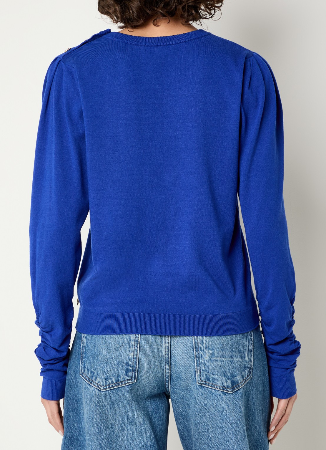 Fabienne Chapot Molly fijngebreide pullover met plooidetail - achterkant 4 kobaltblauw