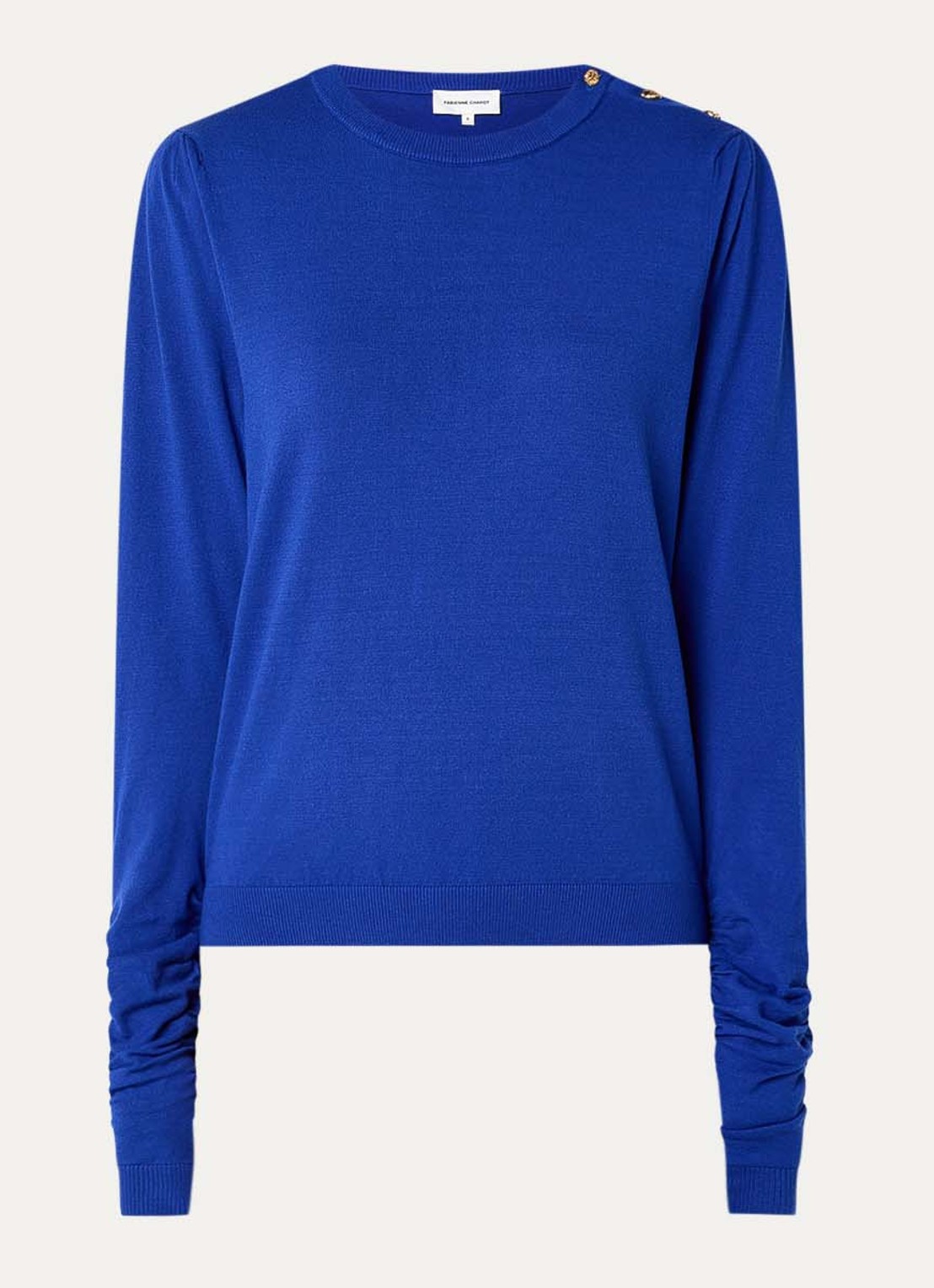 Fabienne Chapot Molly fijngebreide pullover met plooidetail - voorkant kobaltblauw