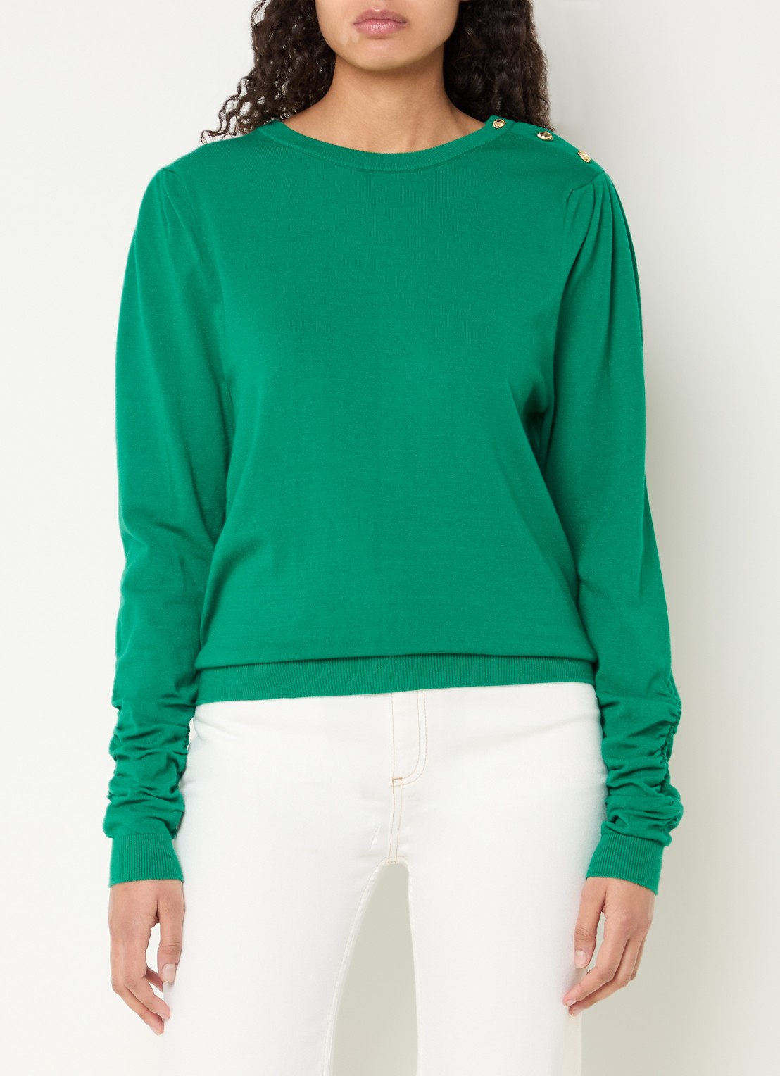 Fabienne Chapot Molly fijngebreide pullover met ronde hals - detail 4 groen