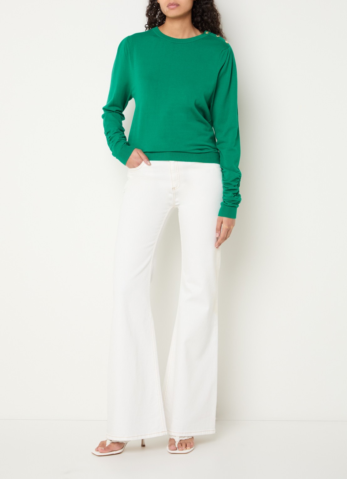 Fabienne Chapot Molly fijngebreide pullover met ronde hals - voorkant 2 groen
