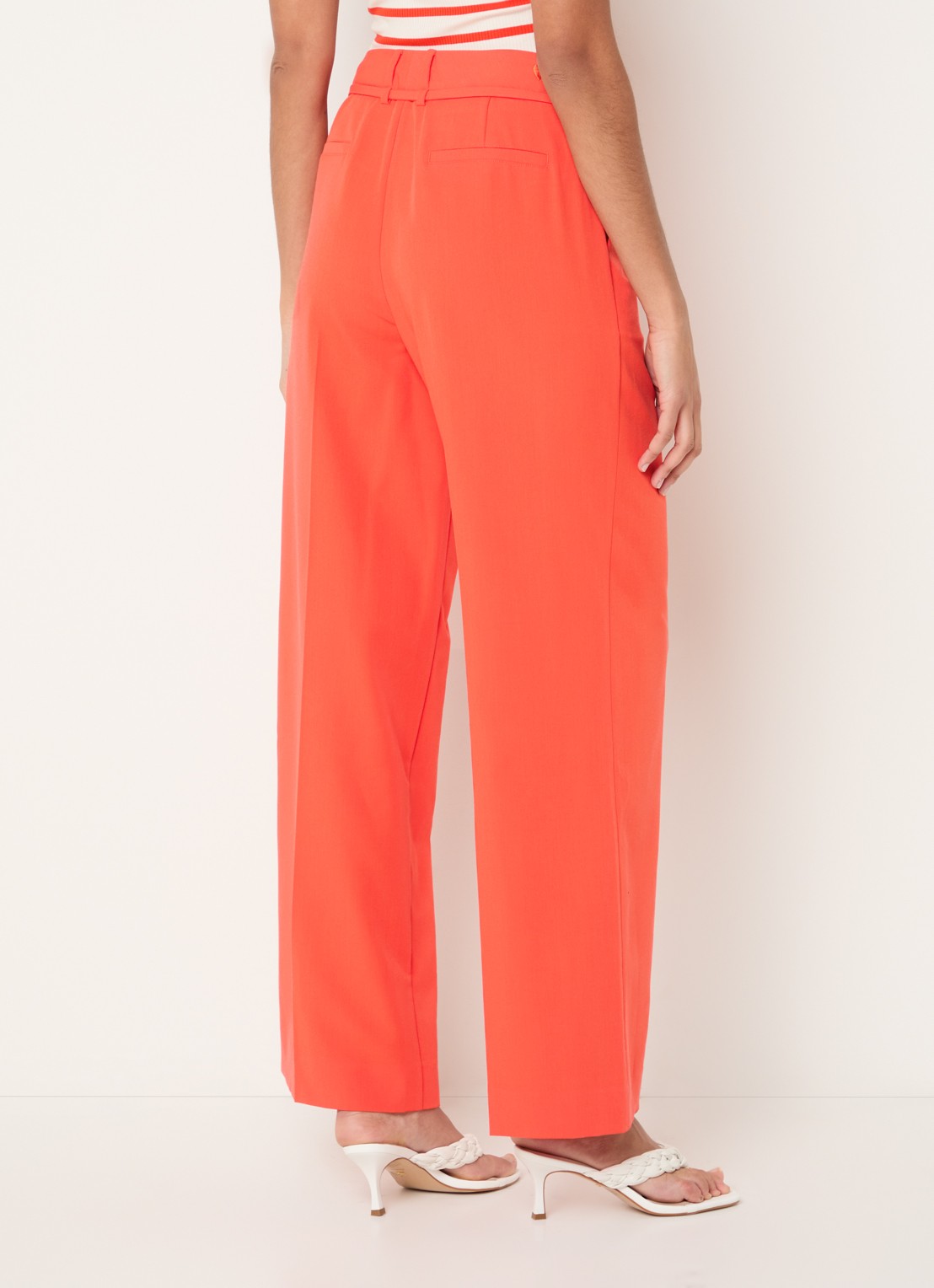 Fabienne Chapot Nelsan high waist wide fit pantalon met ceintuur - achterkant 3 rood