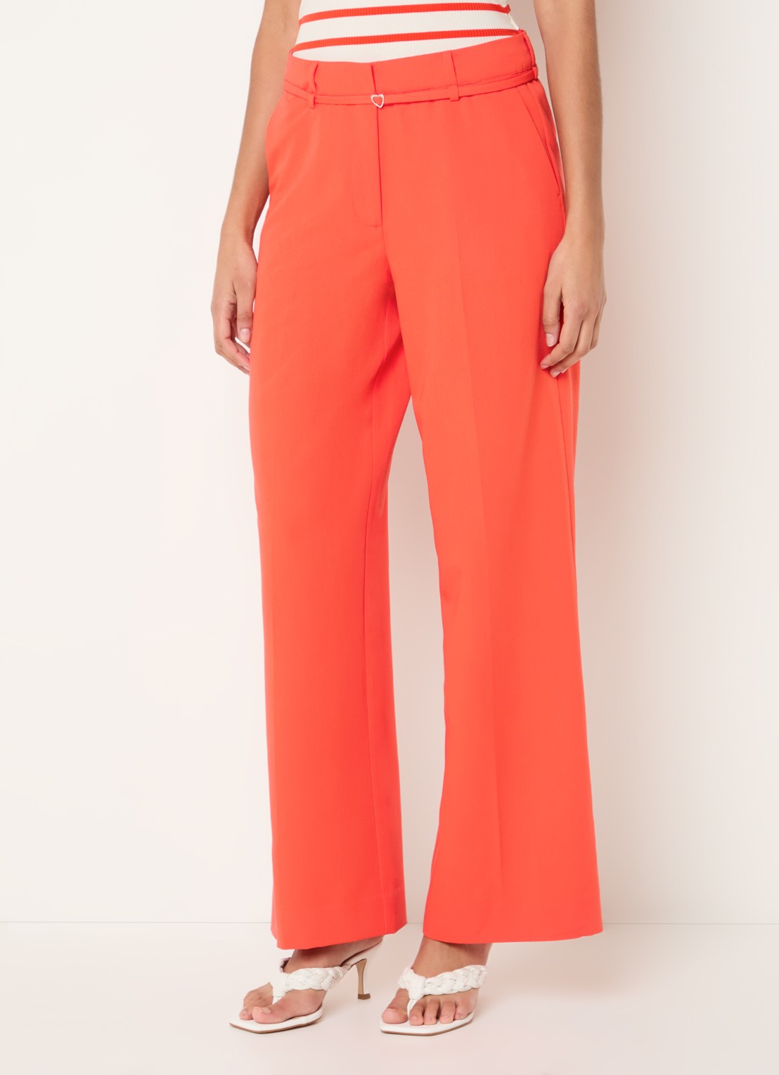 Fabienne Chapot Nelsan high waist wide fit pantalon met ceintuur - detail 4 rood