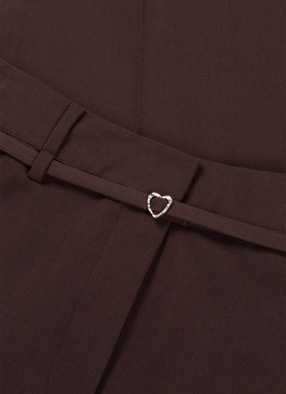 Fabienne Chapot Nelsan high waist wide fit pantalon met ceintuur - detail 2 chocoladebruin