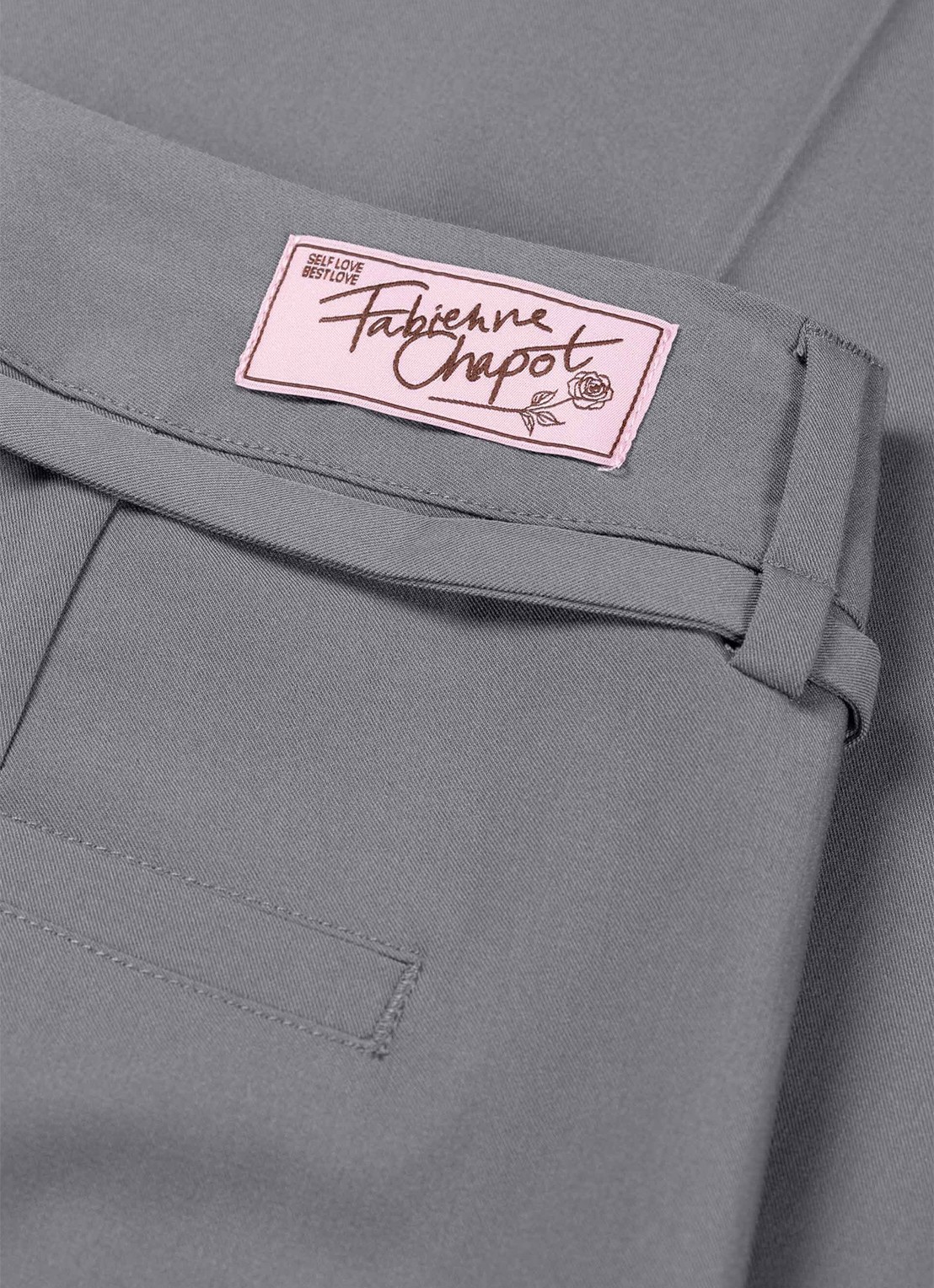 Fabienne Chapot Nelsan high waist wide leg pantalon - detail 2 grijs