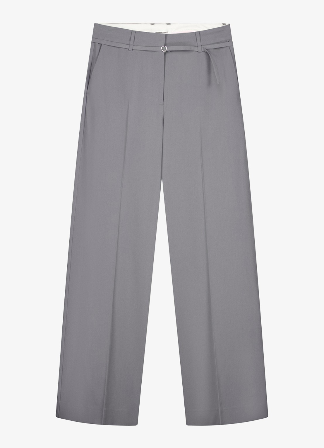 Fabienne Chapot Nelsan high waist wide leg pantalon - voorkant 4 grijs