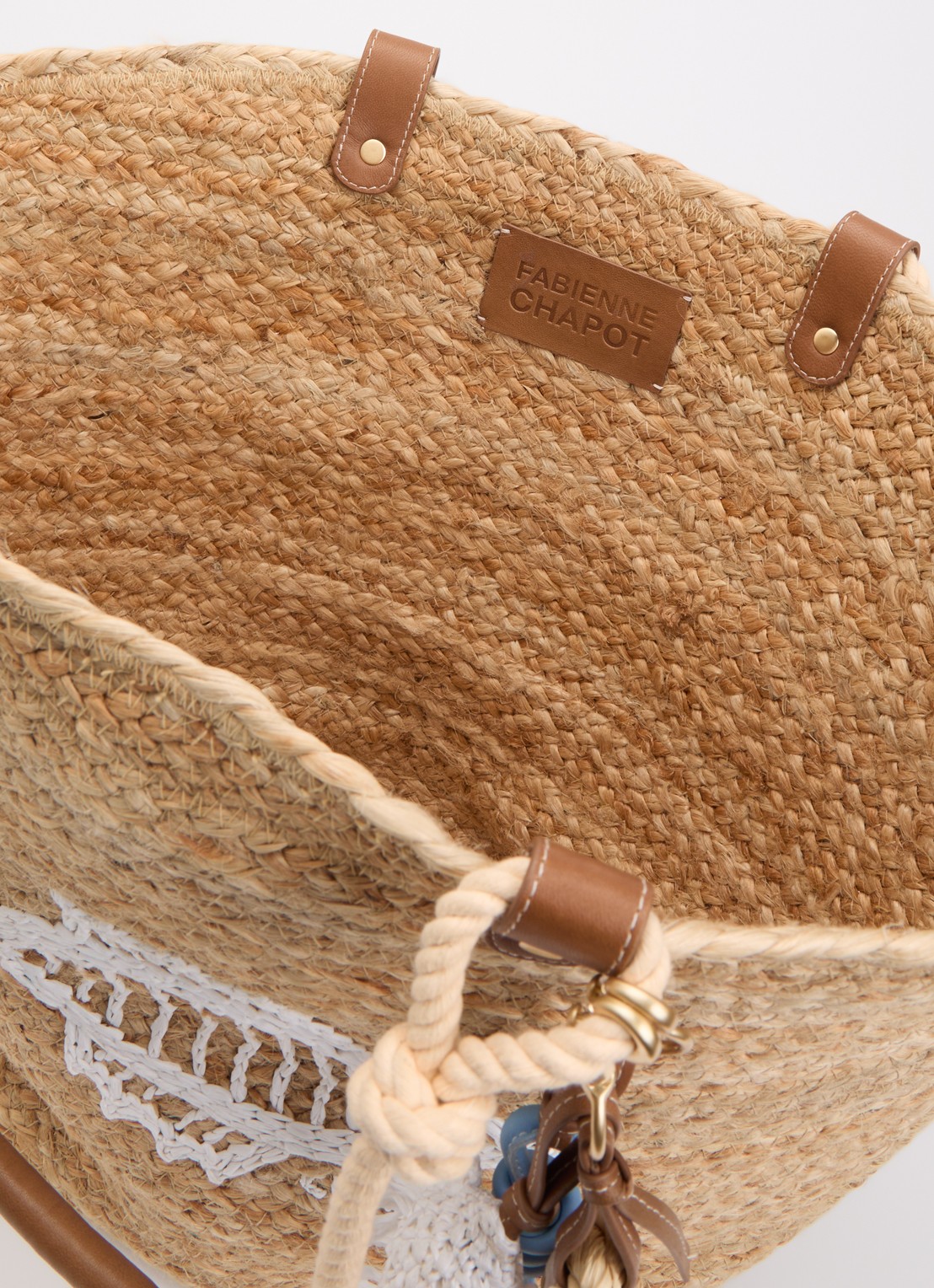 Fabienne Chapot Nico At Sea shopper van raffia - detail 3 beige