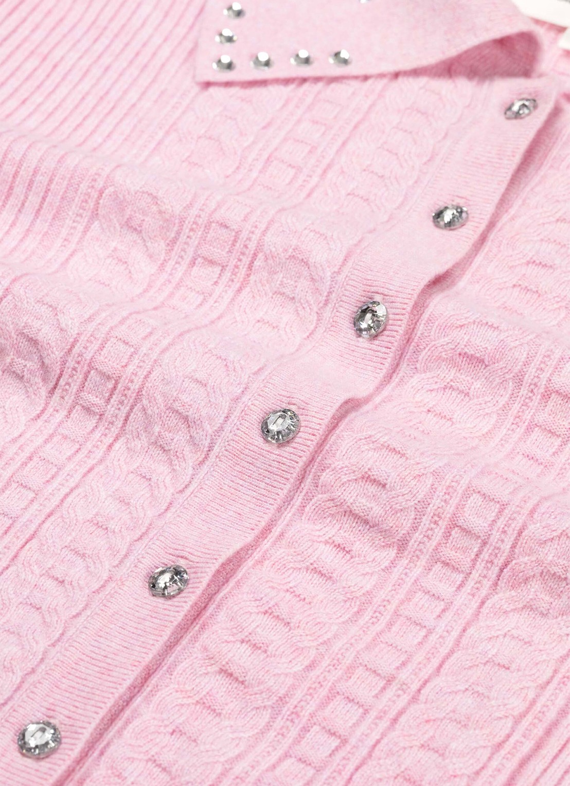 Fabienne Chapot Nova kabelgebreid vest met strass - detail 2 roze