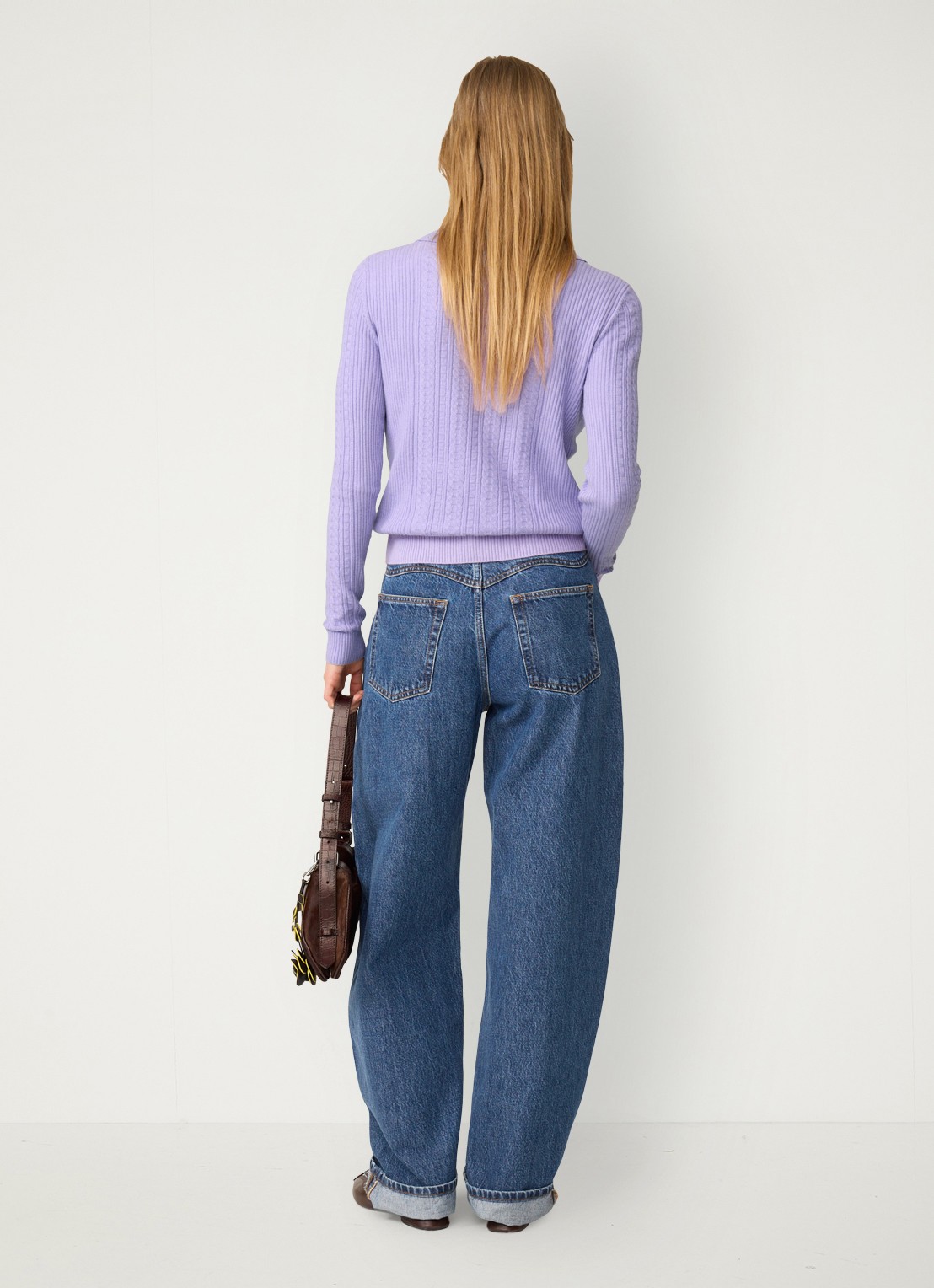Fabienne Chapot Nova kabelgebreid vest  - achterkant 3 violet