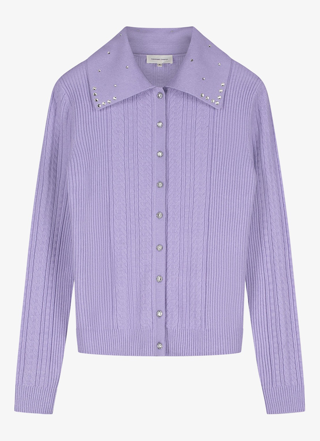 Fabienne Chapot Nova kabelgebreid vest  - voorkant 4 violet
