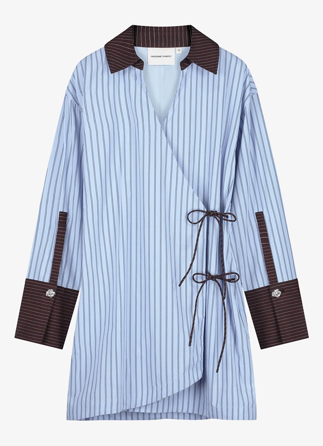 Fabienne Chapot Nova mini blousejurk met streepprint - voorkant 2 blauw