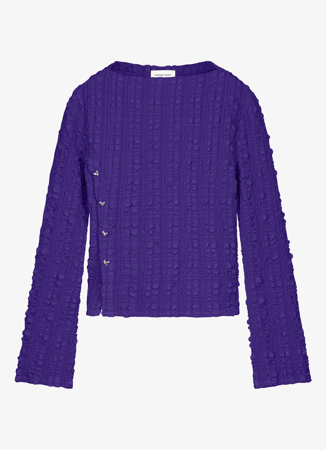 Fabienne Chapot Ola top met  asymmetrische split en boothals - voorkant 4 paars