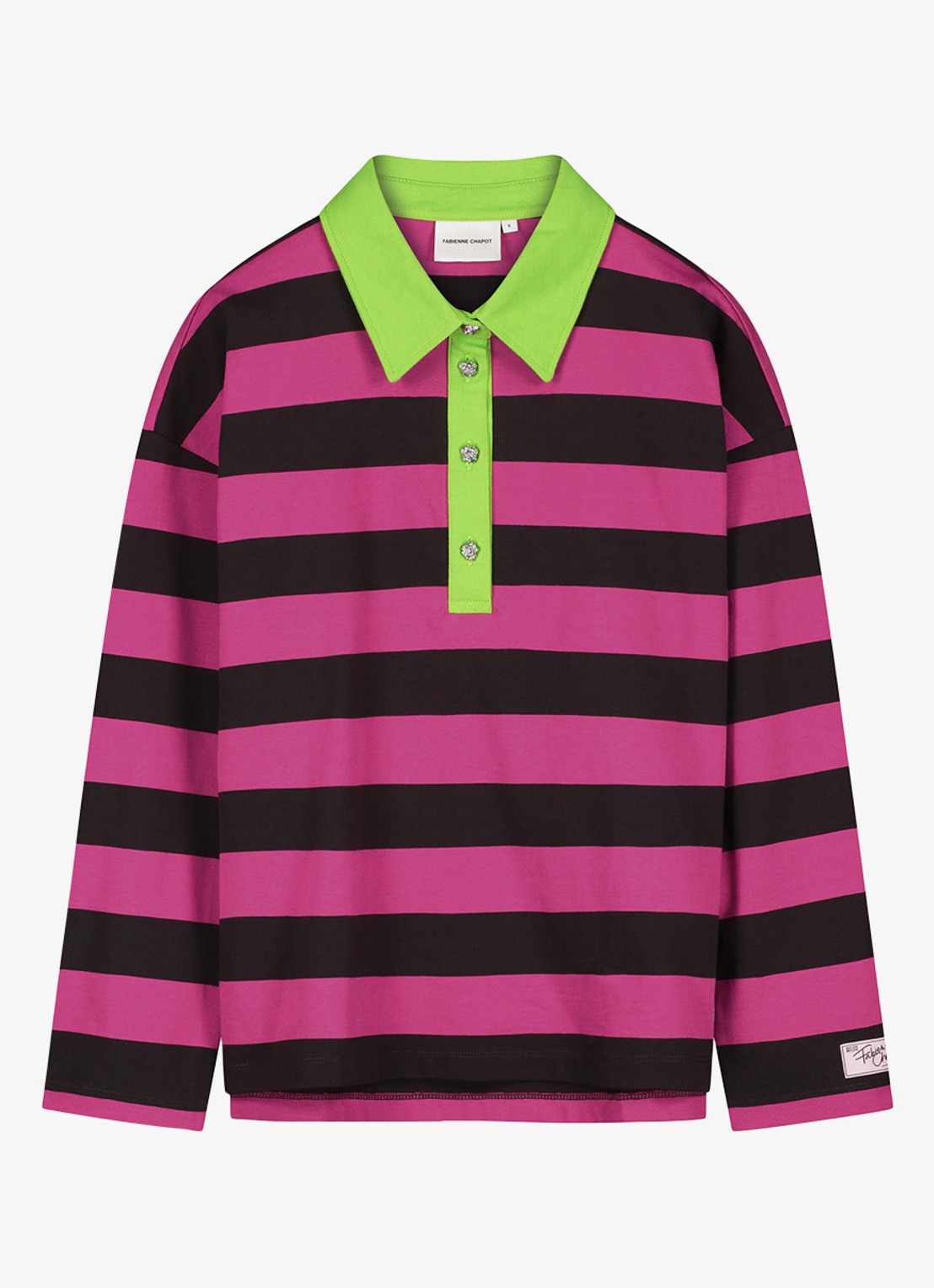 Fabienne Chapot Paula long sleeve met streepprint - voorkant 2 fuchsia