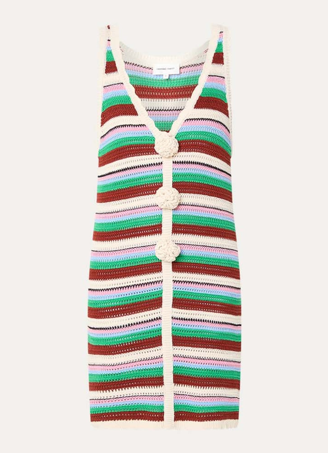 Fabienne Chapot Paulina grofgebreide mini jurk met streepprint - voorkant 2 bruin