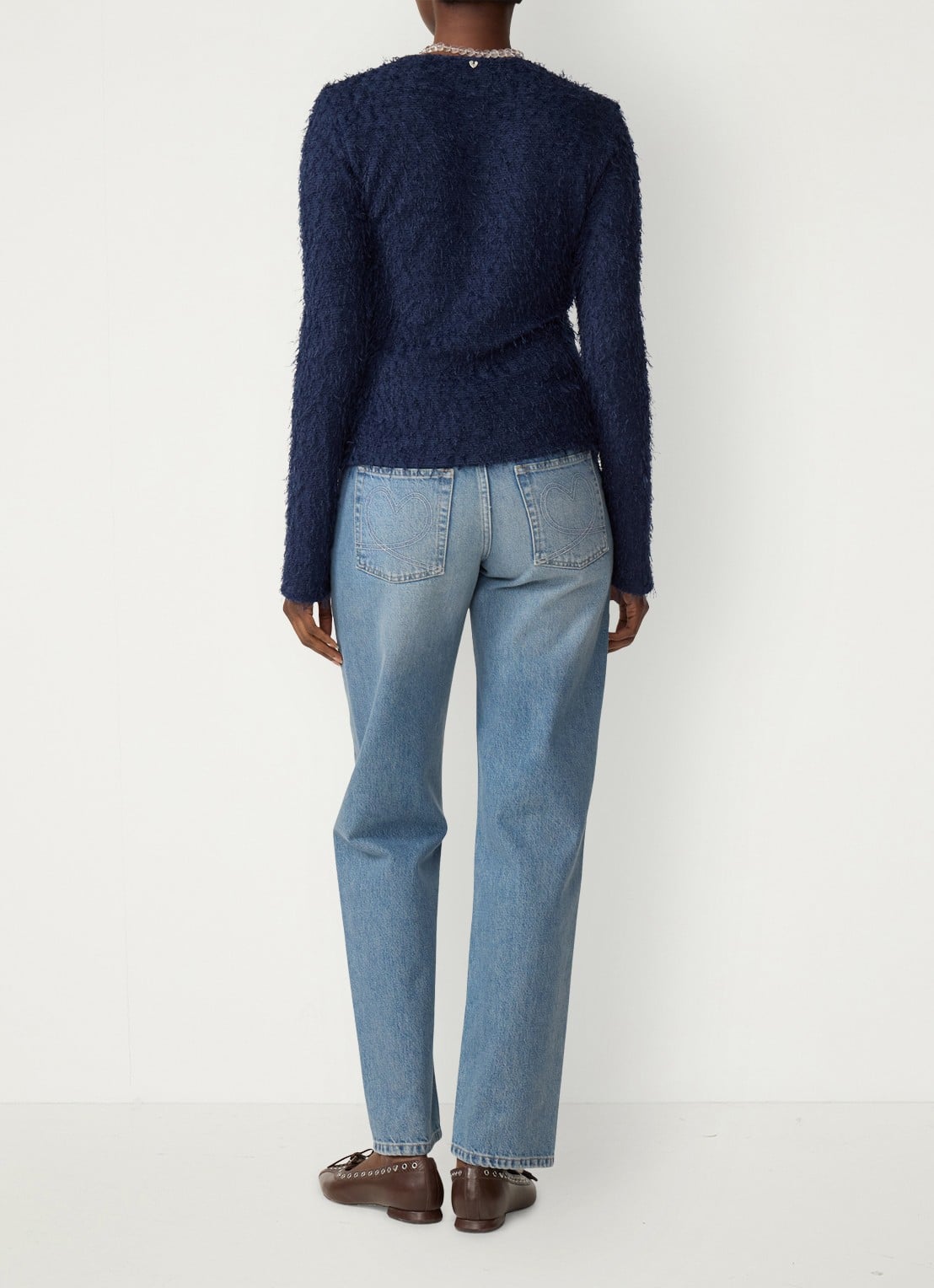 Fabienne Chapot Penny top met structuur - achterkant 5 donkerblauw