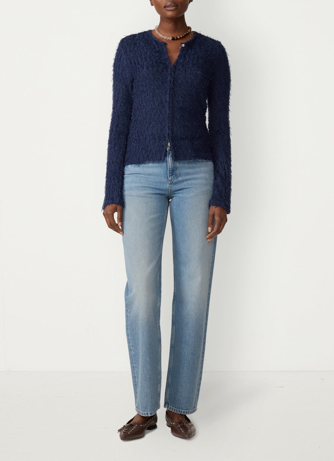 Fabienne Chapot Penny top met structuur - voorkant 4 donkerblauw