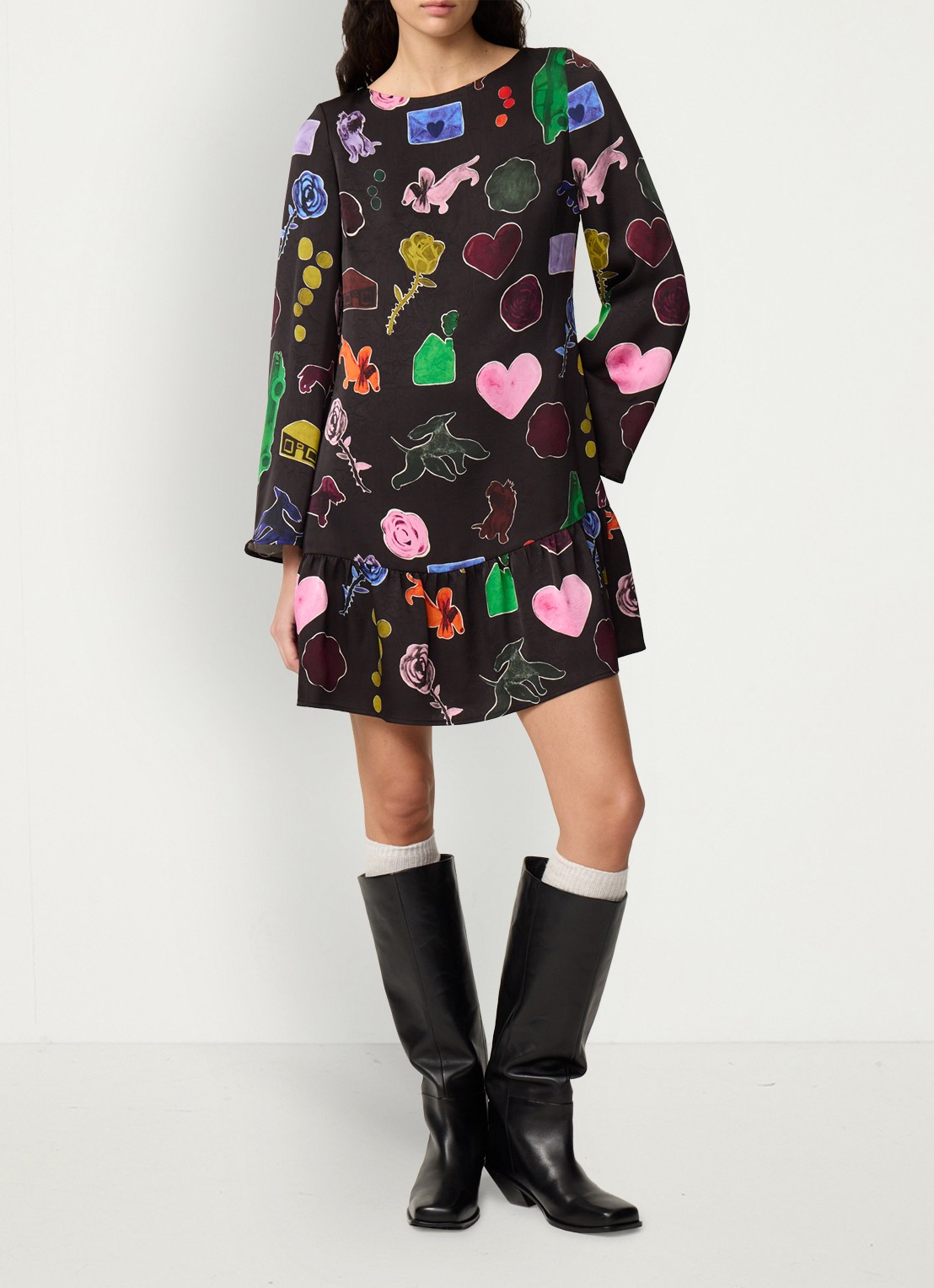 Fabienne Chapot Peony mini jurk met print - detail 2 zwart