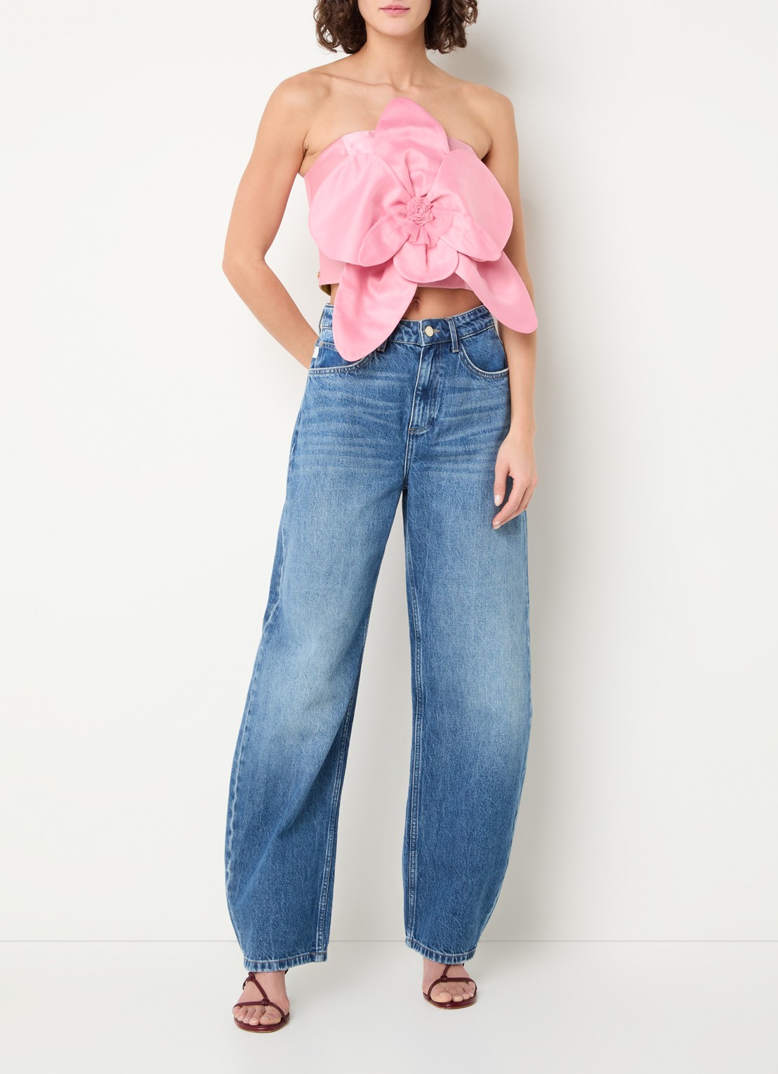 Fabienne Chapot Phalae cropped top van satijn met strikdetail - voorkant 2 koraalroze