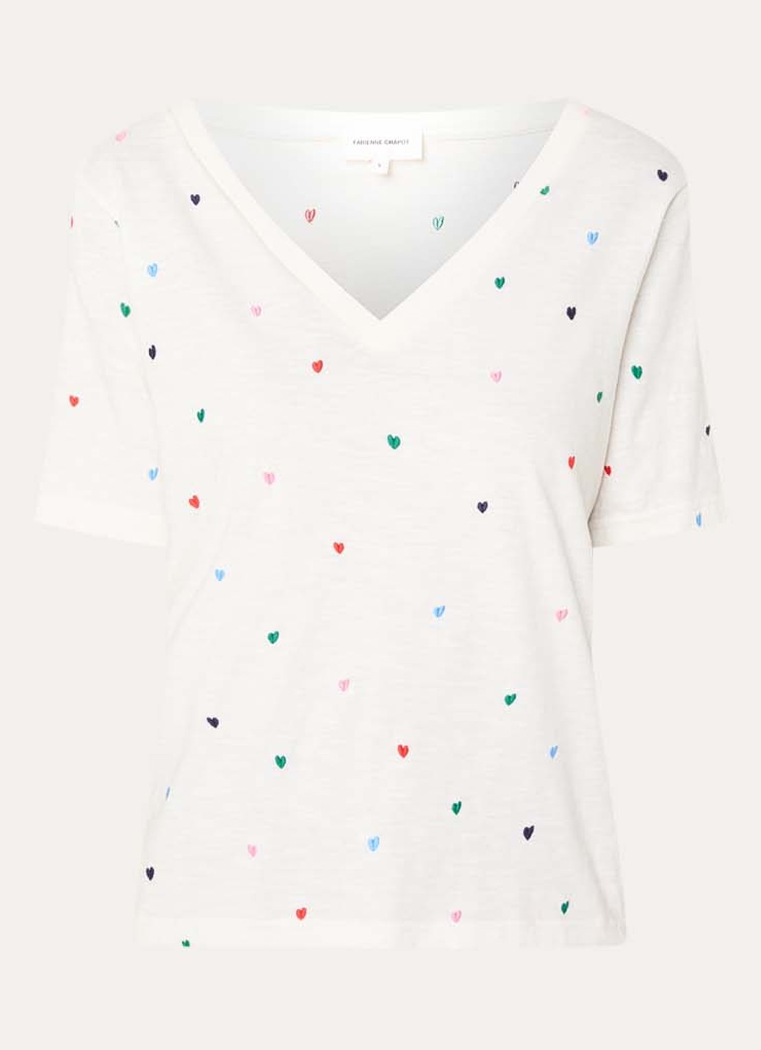 Fabienne Chapot Phil T-shirt met borduring - voorkant 2 gebroken wit