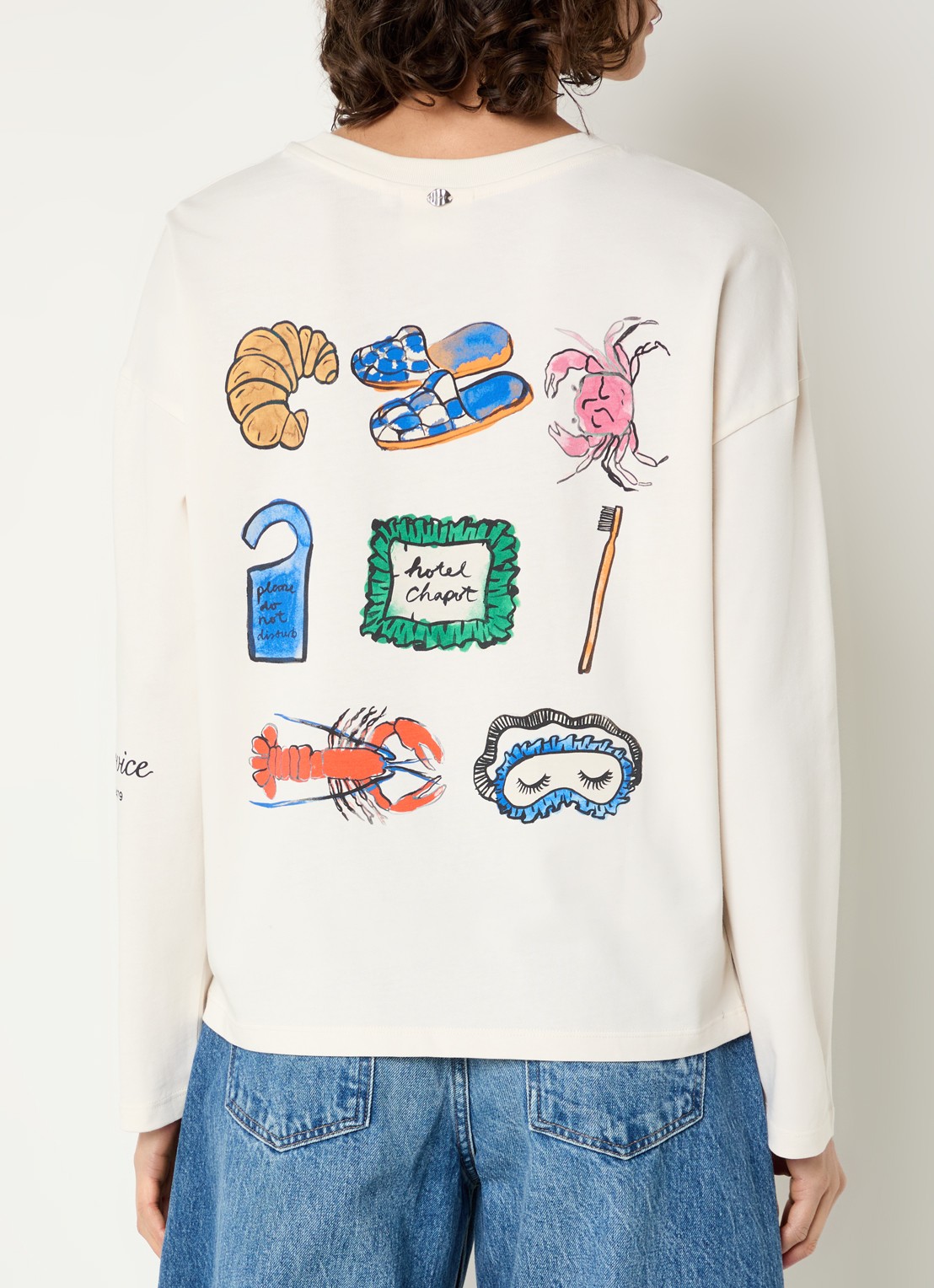 Fabienne Chapot Phileine longsleeve met logo- en backprint - detail 4 gebroken wit