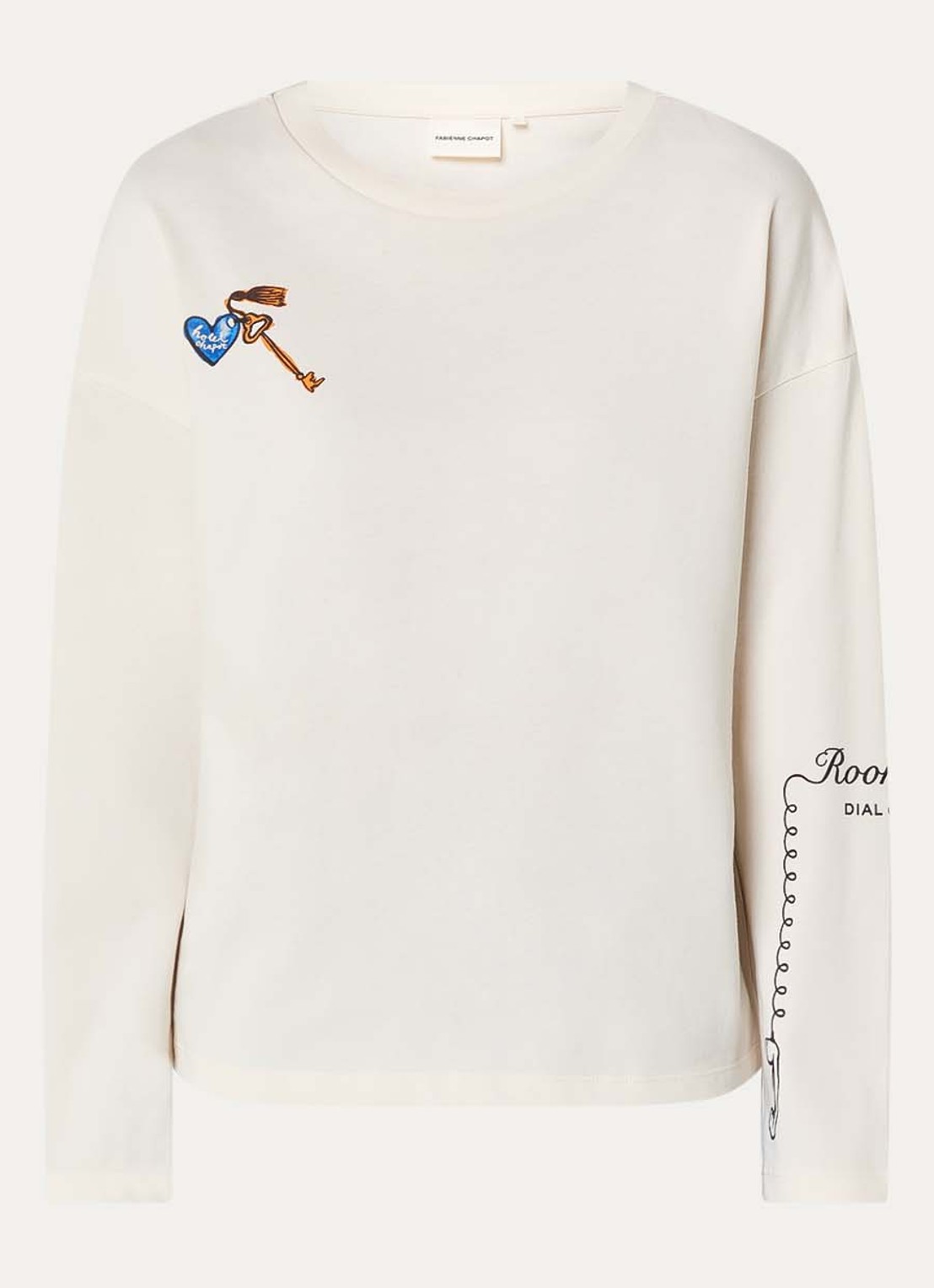 Fabienne Chapot Phileine longsleeve met logo- en backprint - voorkant 2 gebroken wit