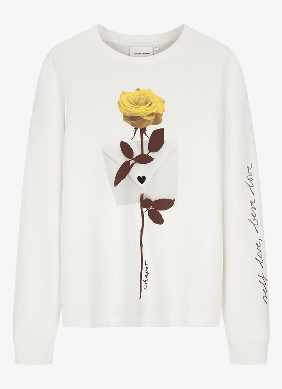 Fabienne Chapot Phileine Rose longsleeve met print - voorkant 2 gebroken wit