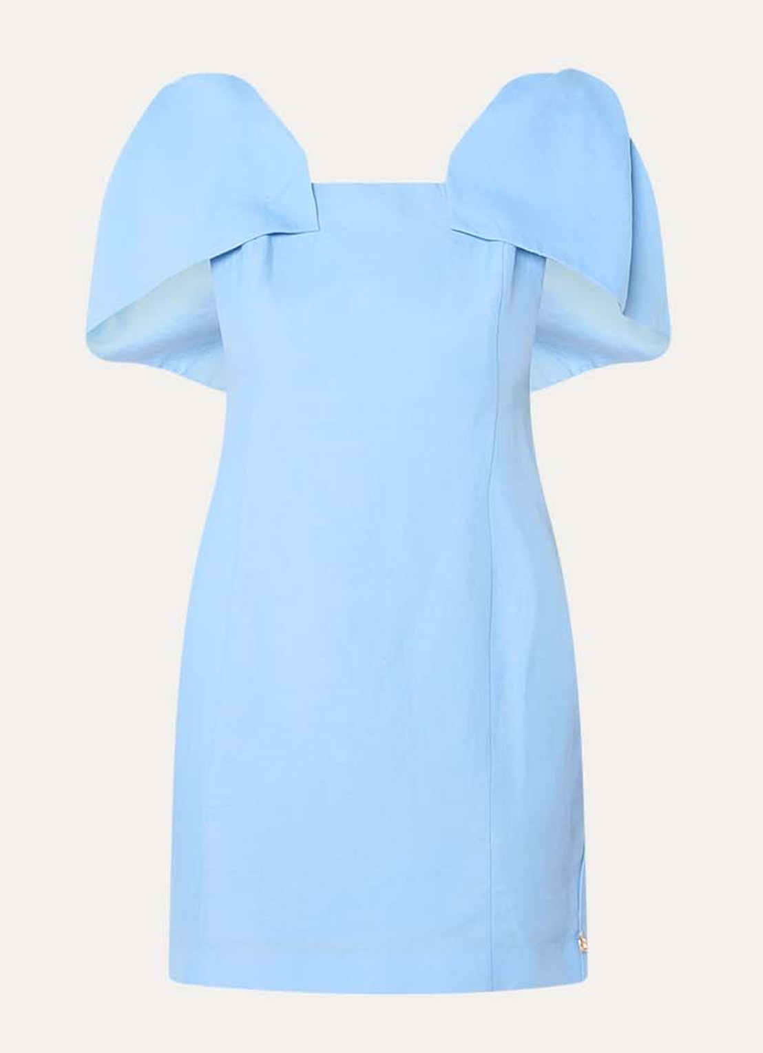 Fabienne Chapot Pio mini jurk in linnenblend met strikdetail - voorkant 2 blauwgrijs