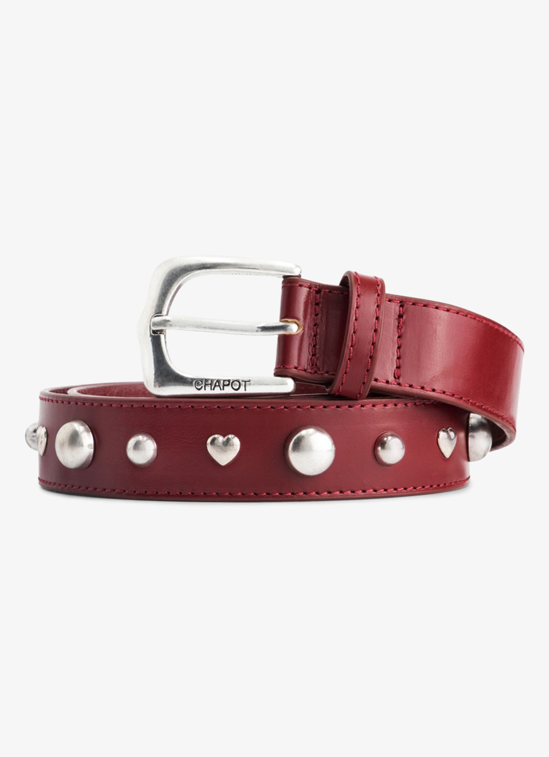 Fabienne Chapot Play Of Studs riem van leer met studs - voorkant donkerrood